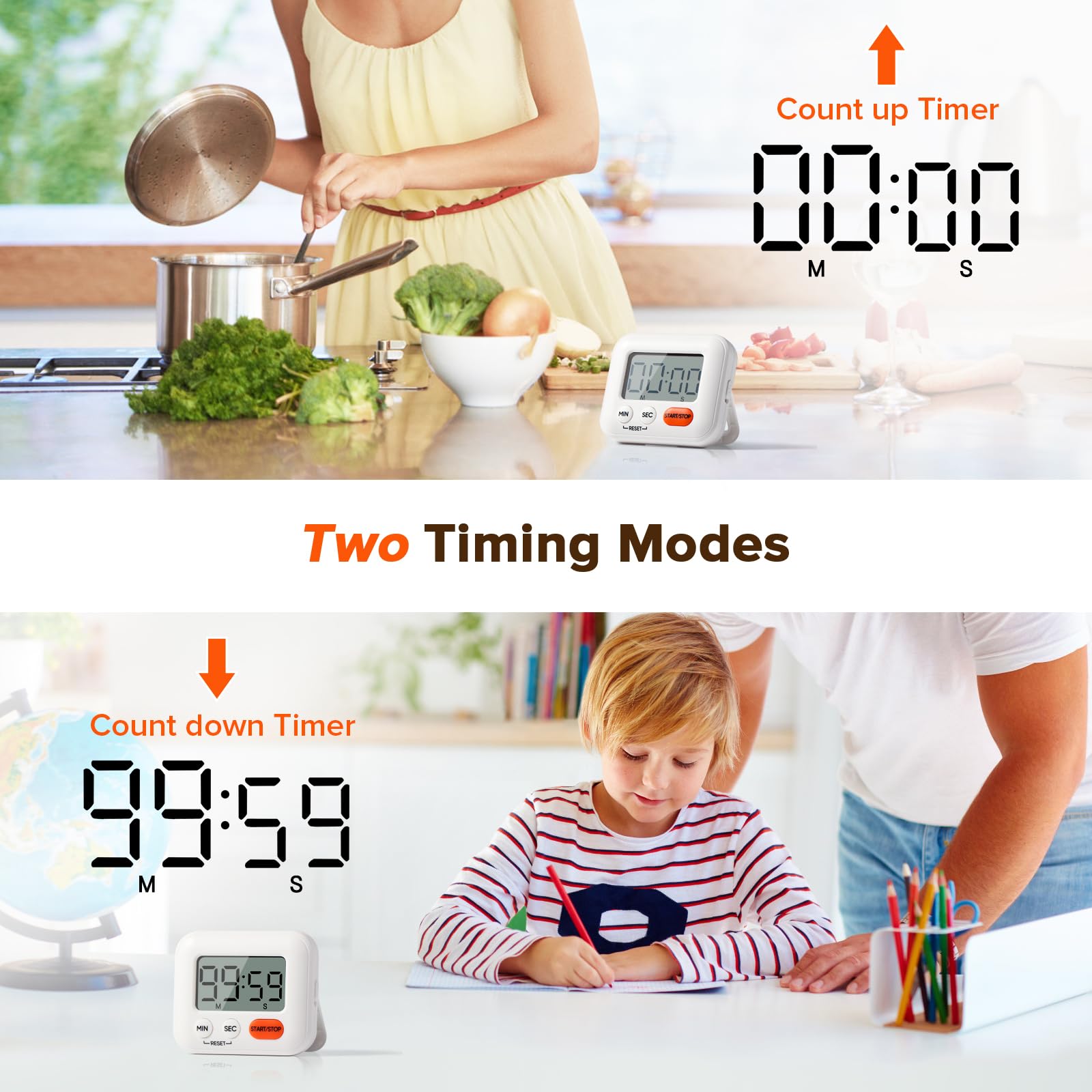 Minuteur Cuisine Time Timer avec Interrupteur d'alimentation, Pile AAA incluse