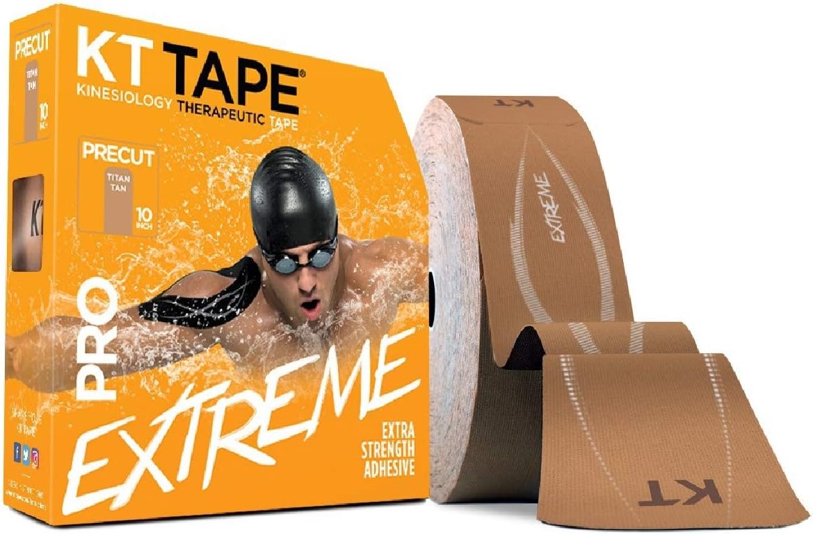 KT Tape PRO Extreme Therapeutic Elastic Kinesiology Sports Tape, 150 Pre Cut 10 X 2 Inch I-Strips, 100% Synthetic, Water Resistant, Breathable, Professional & Olympic Choice (Sonic Blue) : Health & Household