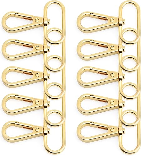 CRAFTMEMORE Broches de langosta giratorios con gancho a presión, clips de moda, FS10, paquete de 10 (dorado, 1-12 pulgadas)