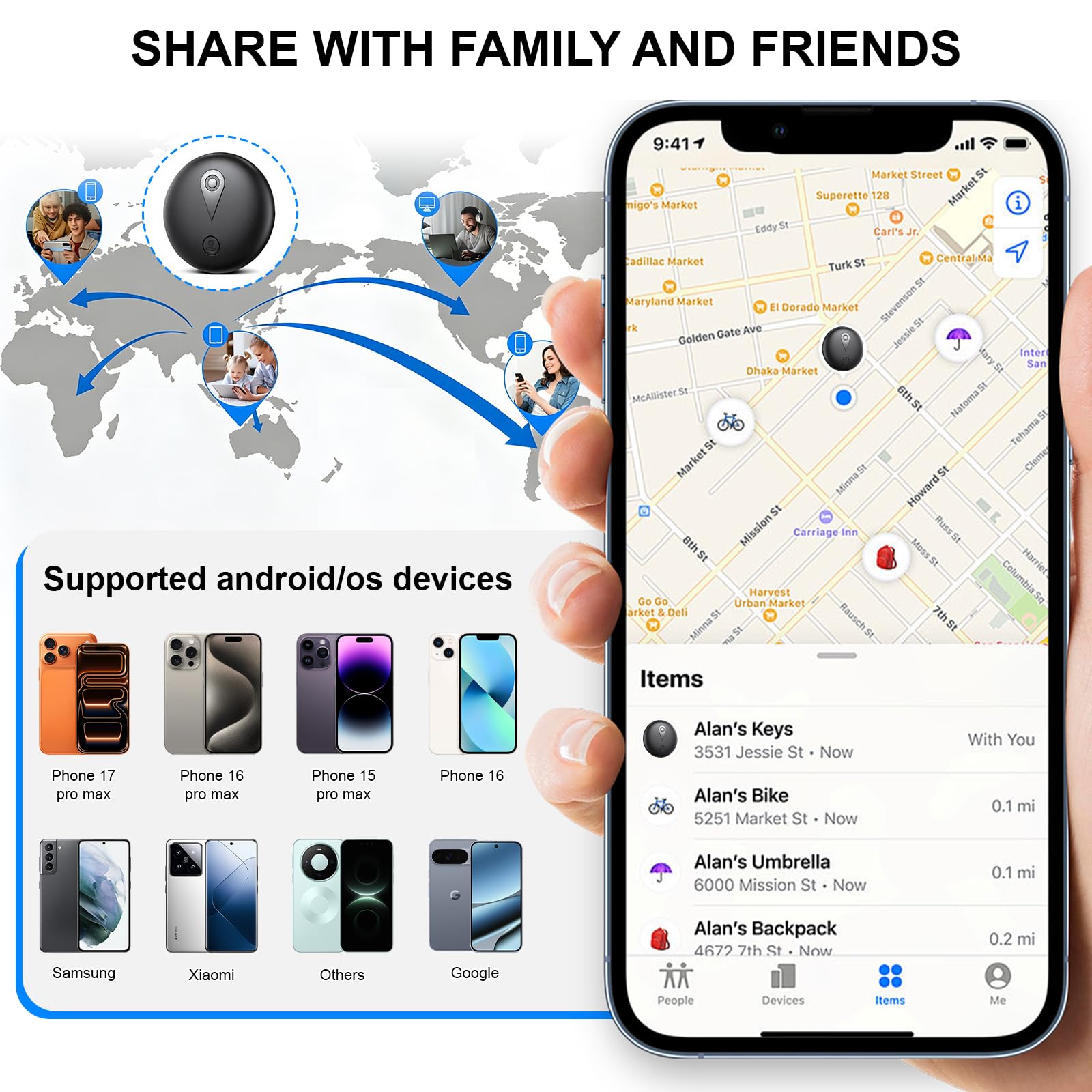 2 Mini GPS Tracker Magnetisch – Fahrzeugortung ohne monatliche Gebühr, Echtzeit-GPS-Tracker mit Smartphone-App für Android & iOS, GPS Auto Tracker, für Autos, Fahrräder, Gepäck, Haustiere,Schwarz
