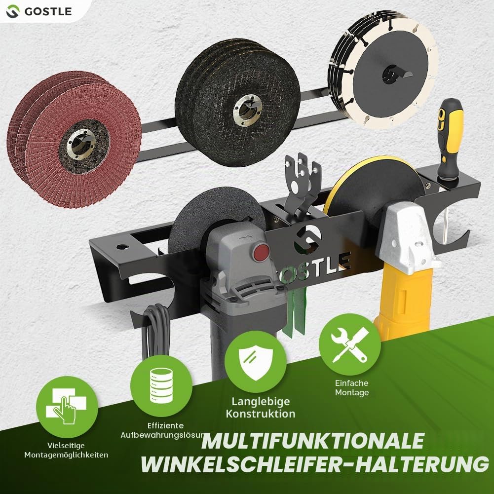 4 Bay Winkelschleiferhalter mit Scheiben, Hakenleiste, Schleifmaschinen, Elektrowerkzeuge-Halter, Aufbewahrungsregal, Wandhalterung, Organizer-Halterung für Schneider, Polierer mit