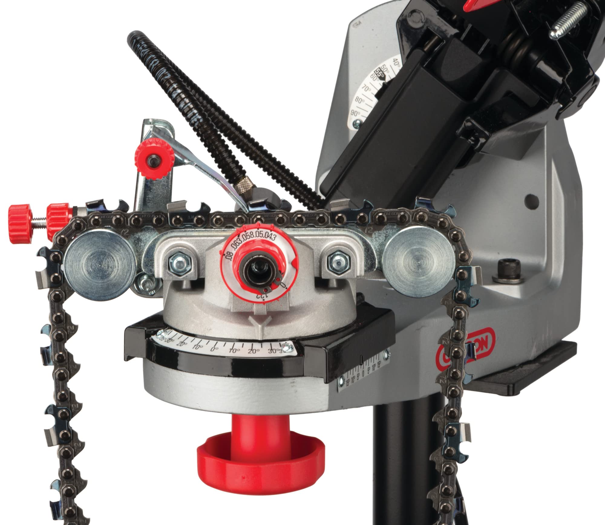 Oregon - Molinillo de banco profesional de 120 voltios con abrazadera hidráulica, afilador de cadena de sierra universal, para todas las cadenas de motosierra (620-120), grande