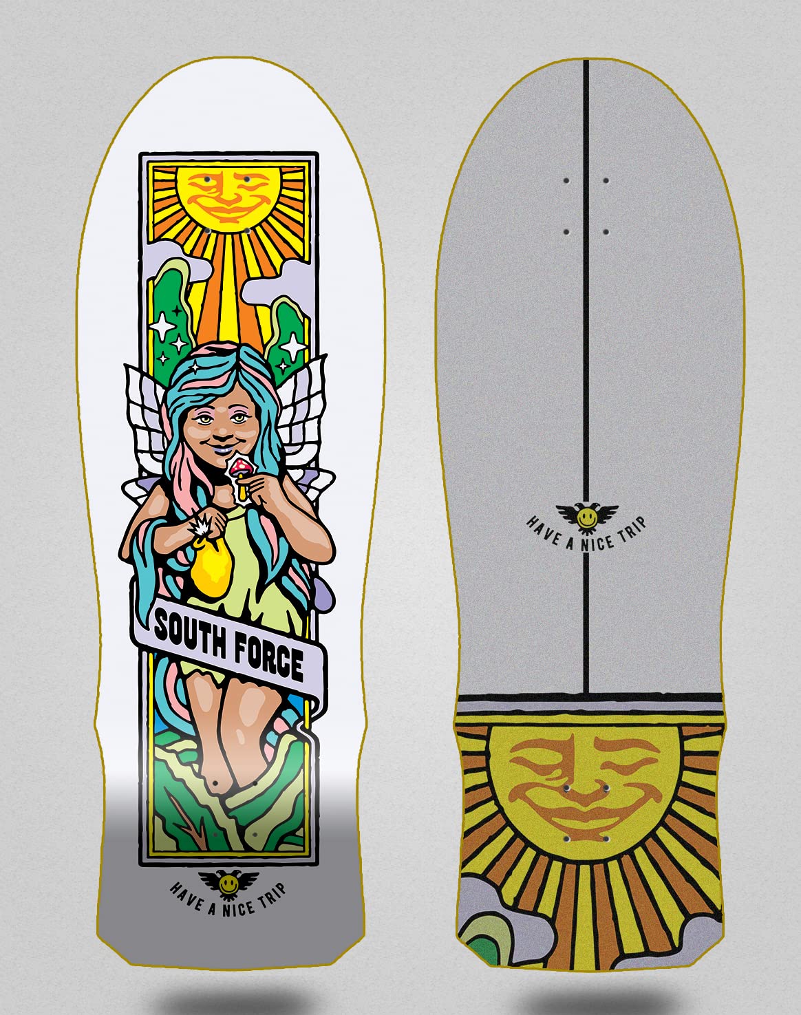 South Force monopatin Skate Skateboard surfskate Deck Tabla Hada Trip White Claus 10x30