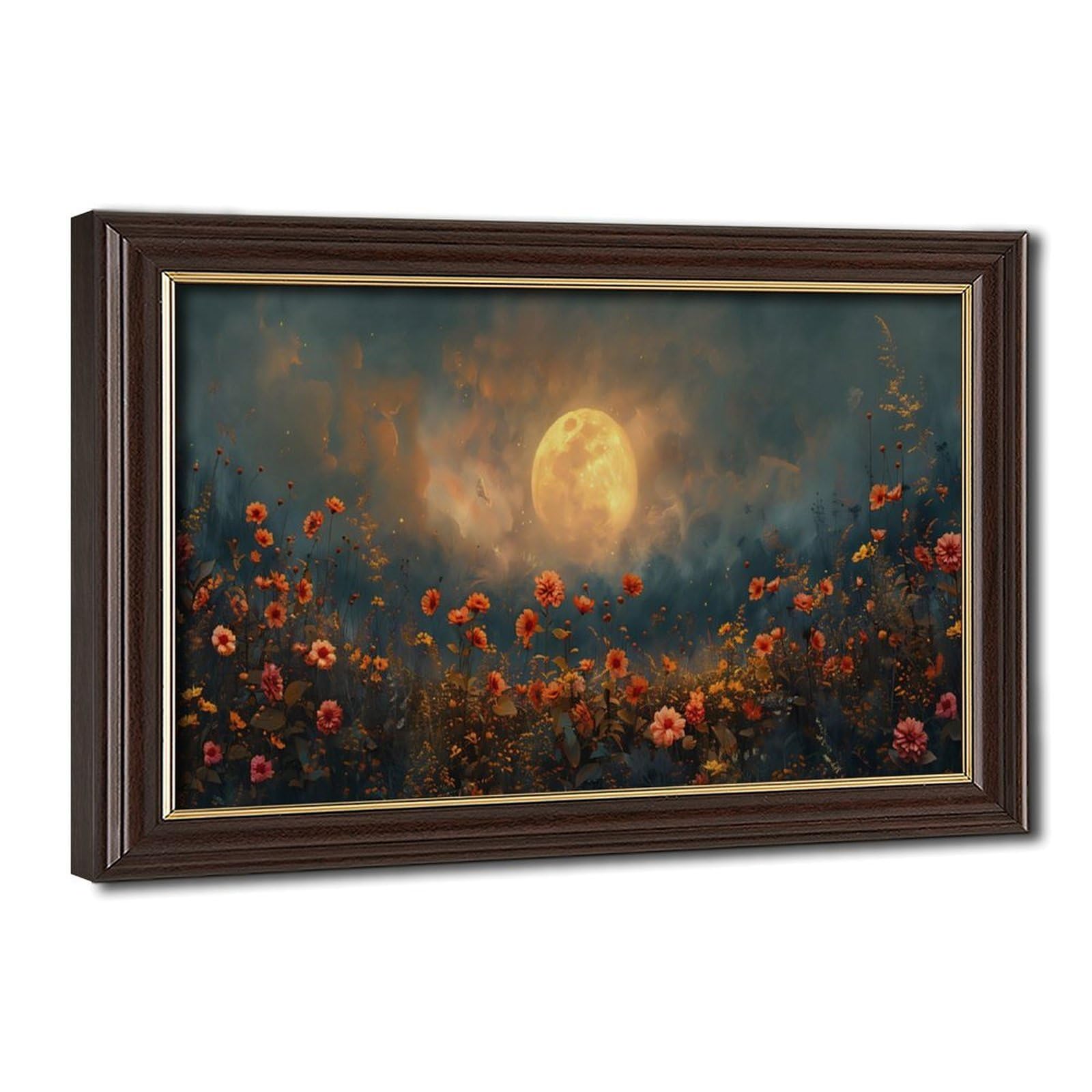 Bareronor Moonlit Wildflower Poster Canvas Poster Bedroom Decor Landscape Office Room Decor Gift 24" L X 36" W