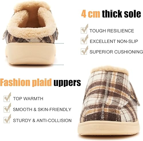 Miniatura 5 de EVGLOW Pantuflas ortopédicas ajustables para hombre para fascitis plantar y alivio del dolor de pies con soporte de arco de Navidad, beige, rojo