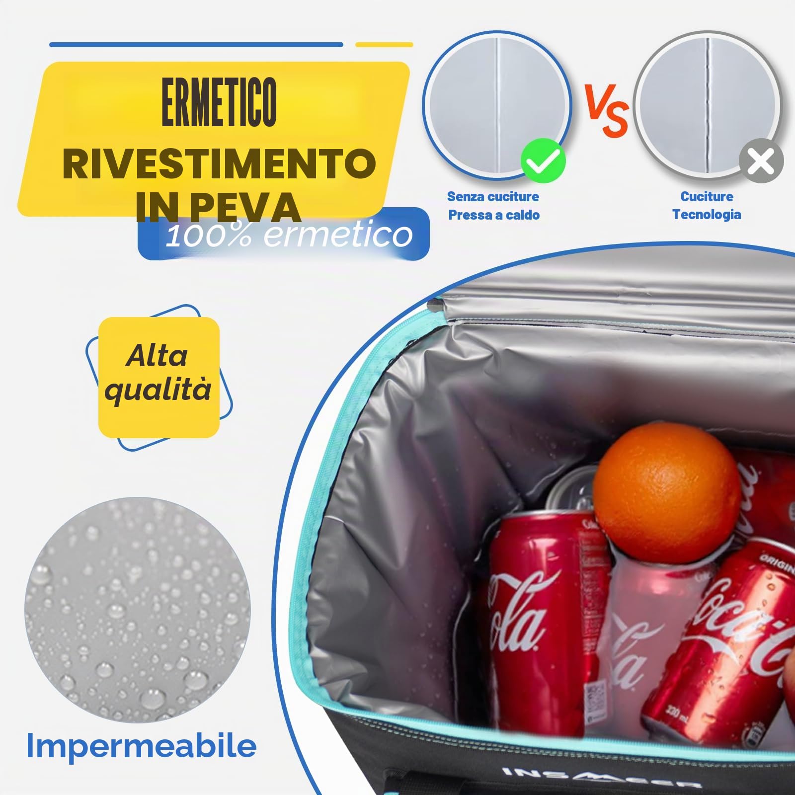 INSMEER Cool Bag 40L/60 Cans Large Cool Bags Insulated,Soft Cooler Leakproof/Portable/Collapsible/Foldable Cooler Bag, with Bottle Opener&Removable Shoulder Strap, for Beach Camping Picnic