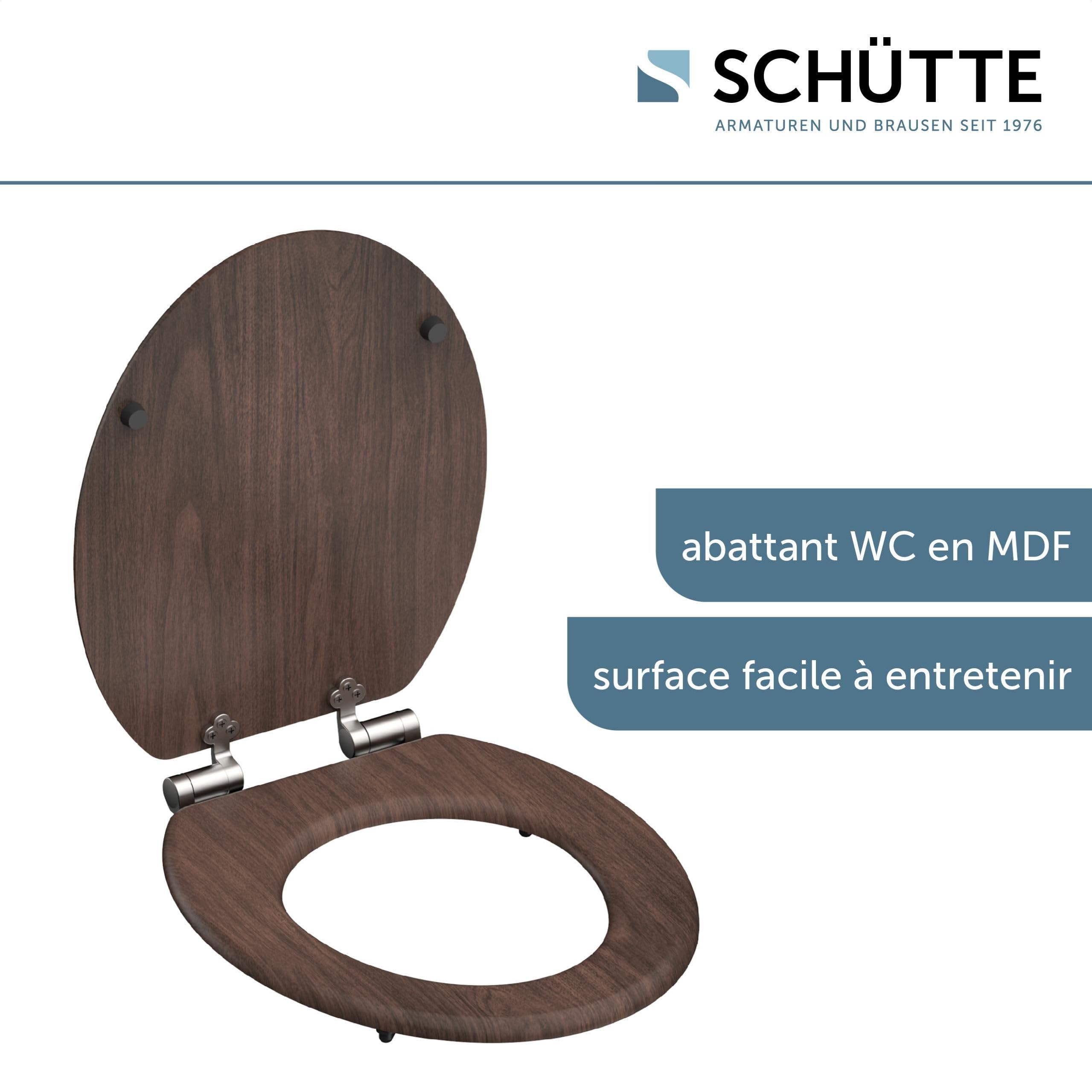 SCHÜTTE DARKWOOD Siège de WC avec abaissement automatique en bois, siège de toilettes avec abattant de toilettes avec motif (charge maximale de la lunette 150 kg), couleur bois