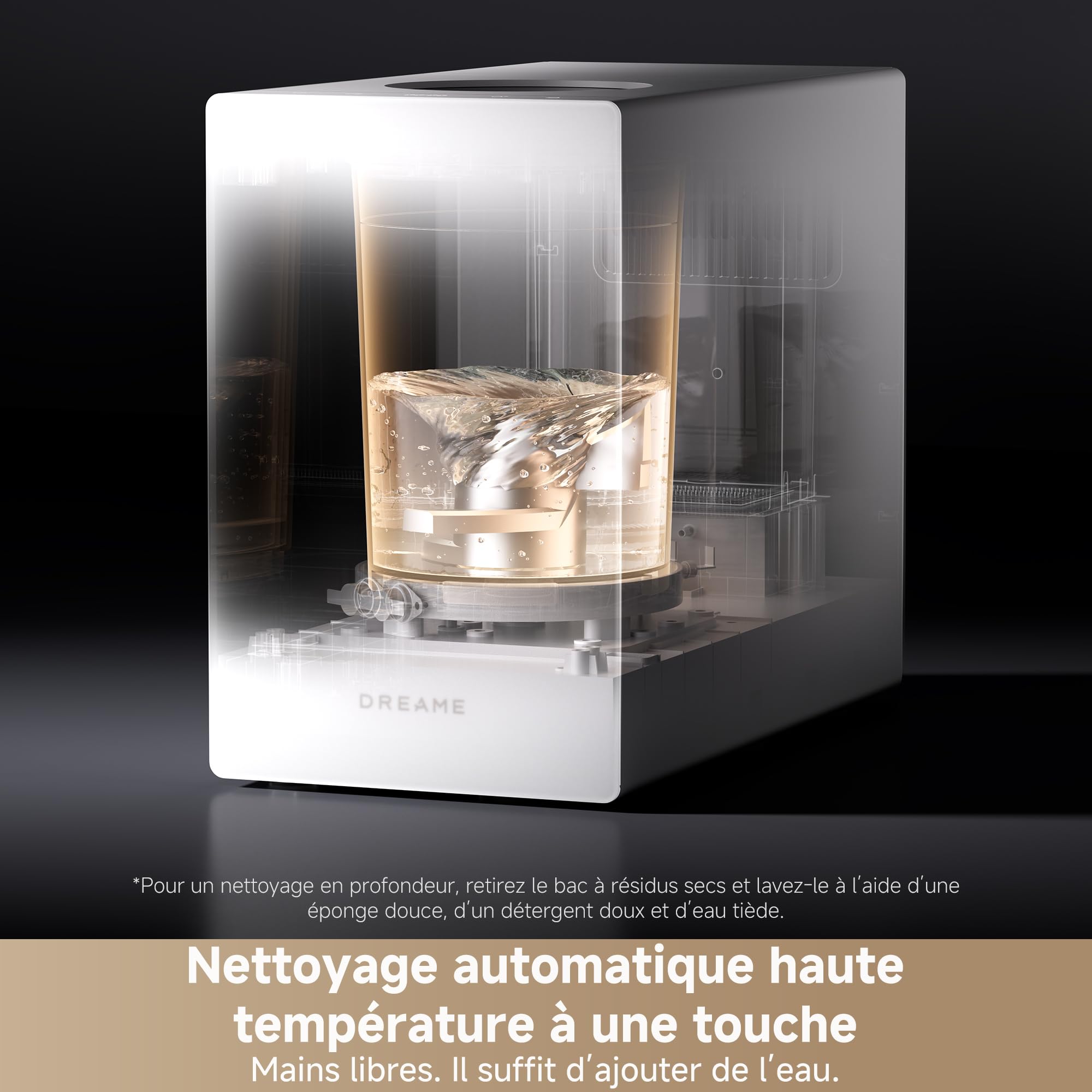DREAME SF25 WiFi Broyeur de déchets alimentaires, Contrôle via application, Système triple lame, Filtre à charbon lavable, Anti-odeurs, Capacité 2,5 l, Nettoyage auto haute temp., Compact, Silencieux
