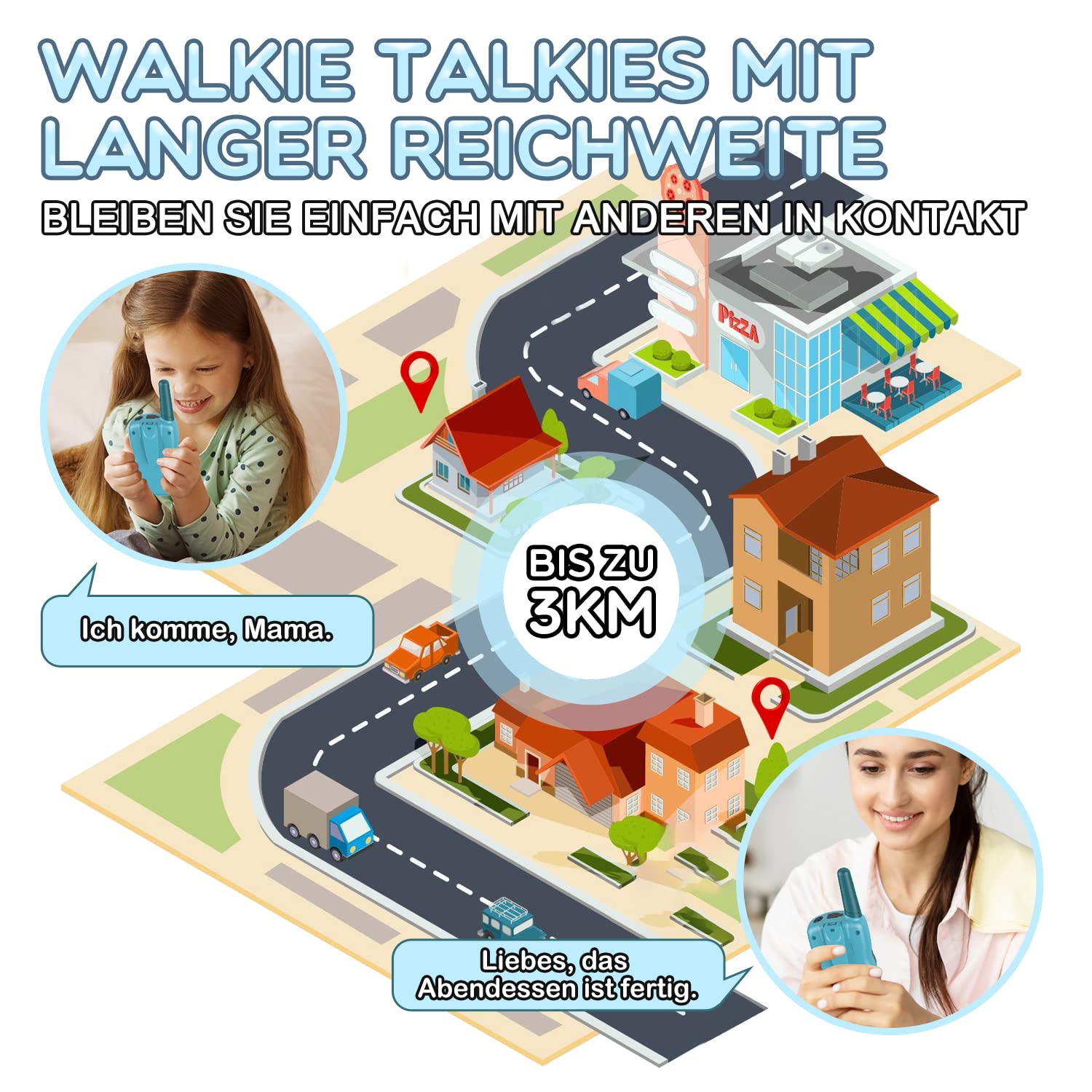 Walkie Talkie Kinder ab 3-12 Jahre, Aufladbar mit 8 Kanäle, Funkgerät Wiederaufladbar mit LED Taschenlampe, VOX Funktion, Klare Stimme für Abenteuer, Camping, Wandern