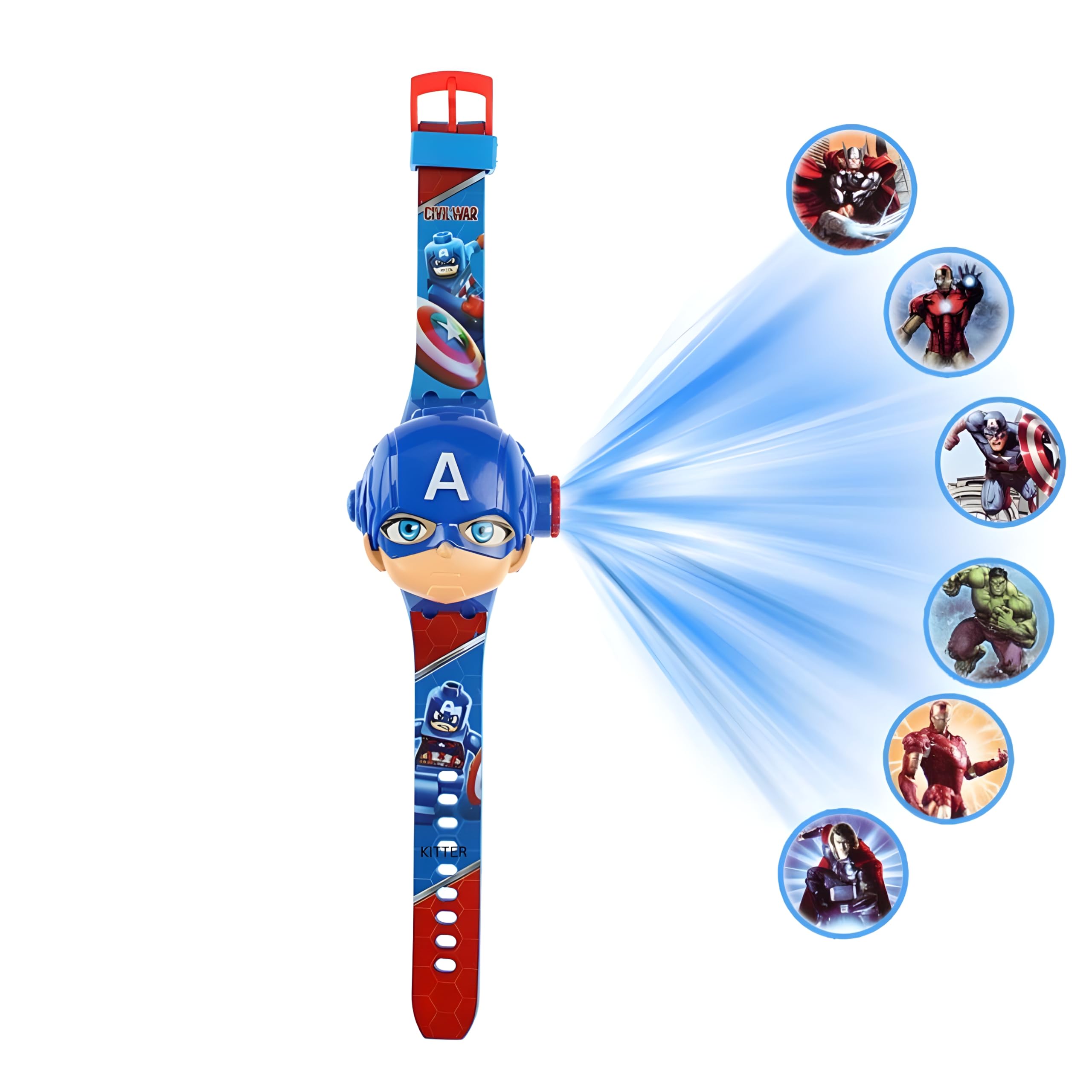 KITTER Captain Super Hero Character Wrist Watch for Boys, Superhero Digital Watch for Kids Boys with Projector Light, Super Hero Toys (B0CYXKG9W7) Amazon Price History, Amazon Price Tracker