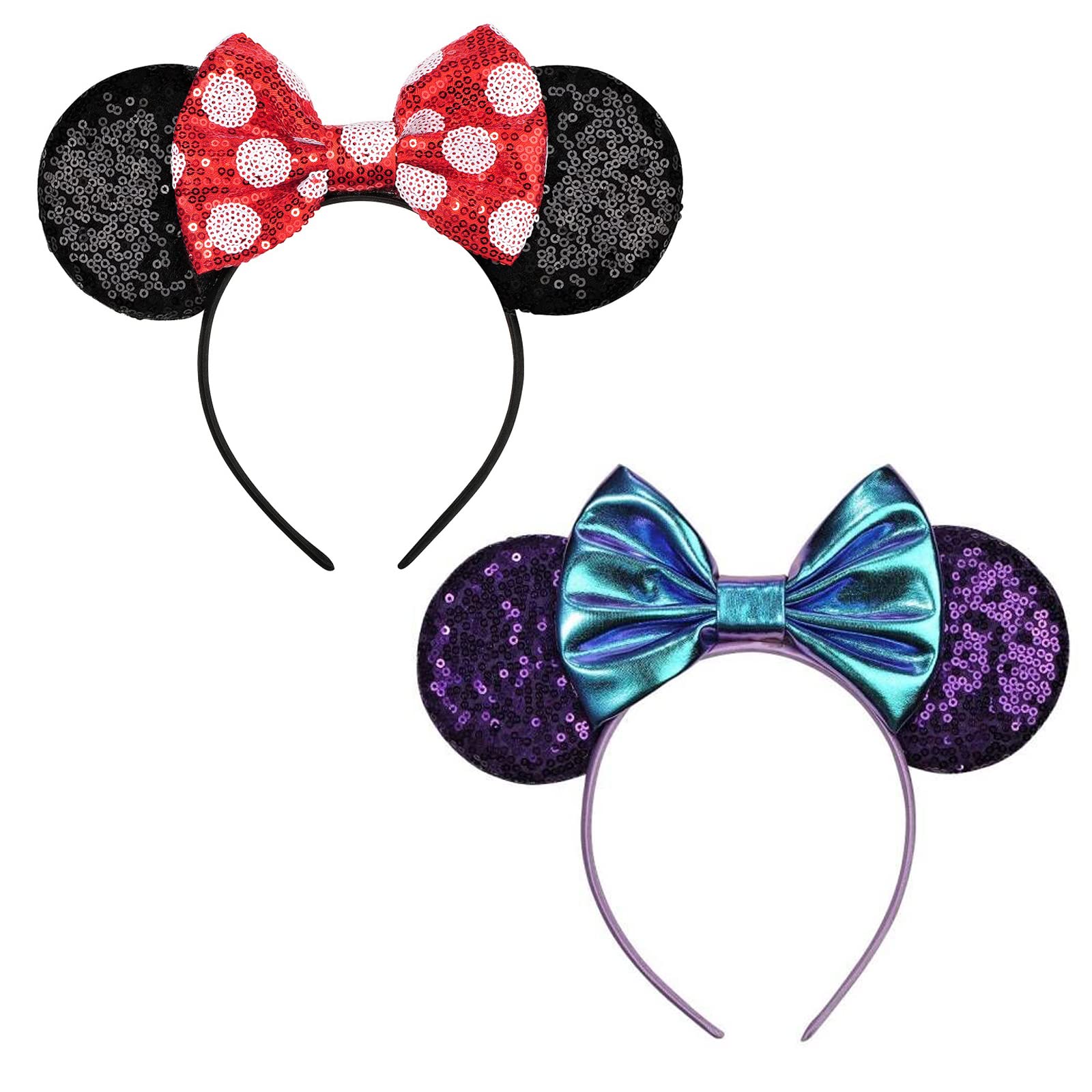 FANYITY Mouse Costume Ears,2 Pcs Mouse Ears Headbands for Girls &amp; Women Party,Size Free (HEBD+ZE)