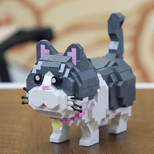 Miniatura 5 de QLT - Kit de bloques de construcción de micromicrobloques de construcción con diseño de gato azul, juguetes de construcción para adultos, niños y