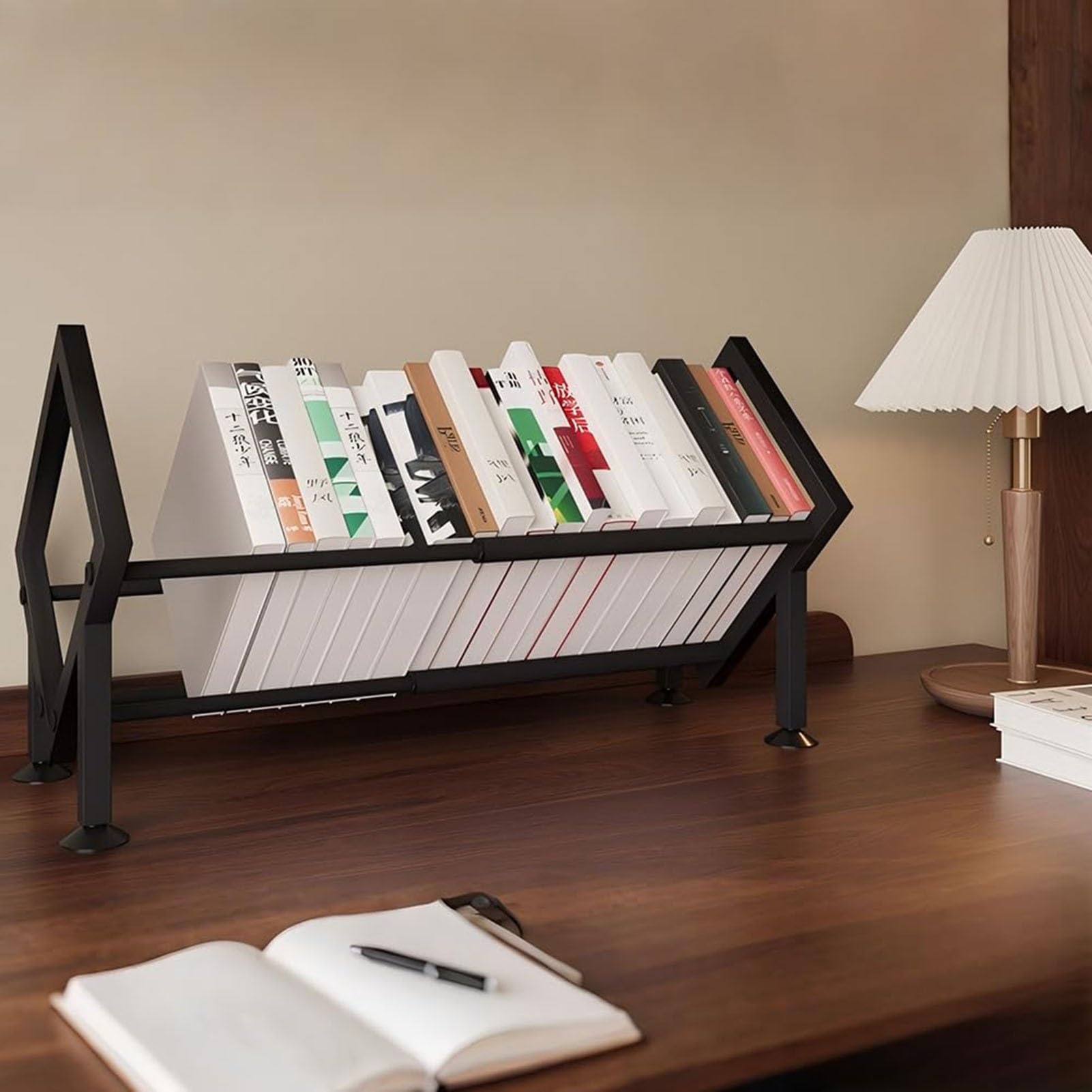 Libreria Inclinabile Espandibile, Organizer Da Scrivania Espandibile, Libreria Da Scrivania In Metallo Per Piccoli Spazi, Organizer Da Scrivanias Per Esporre CD/riviste/libri(Black)