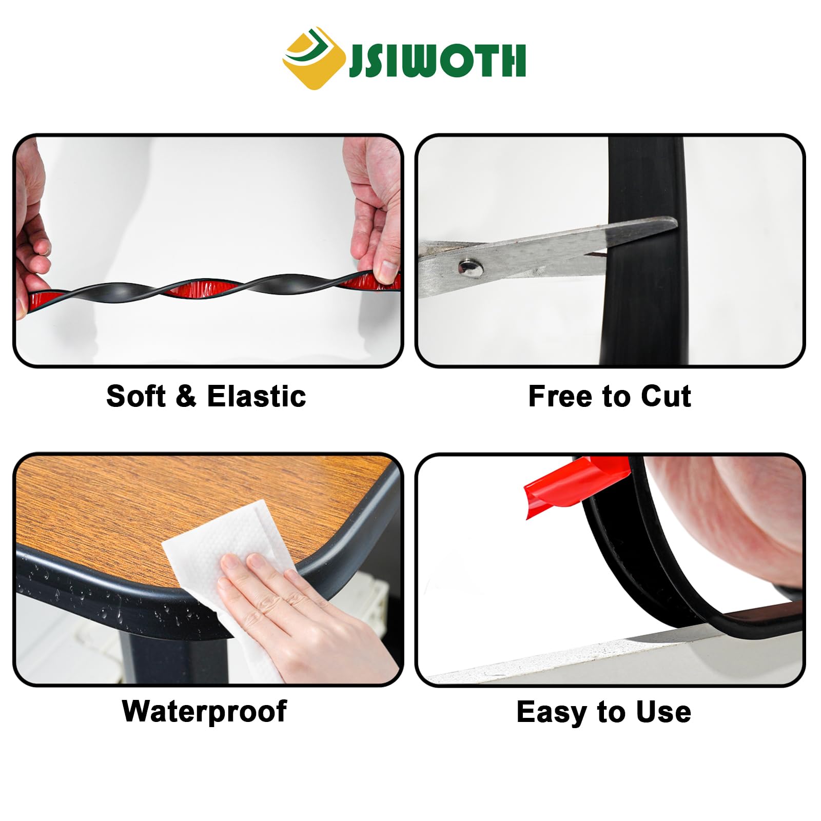 20 Ft Flexible U-Shape Edge Banding Trim – Peel & Stick TPE For Furniture, Tables, Cabinets