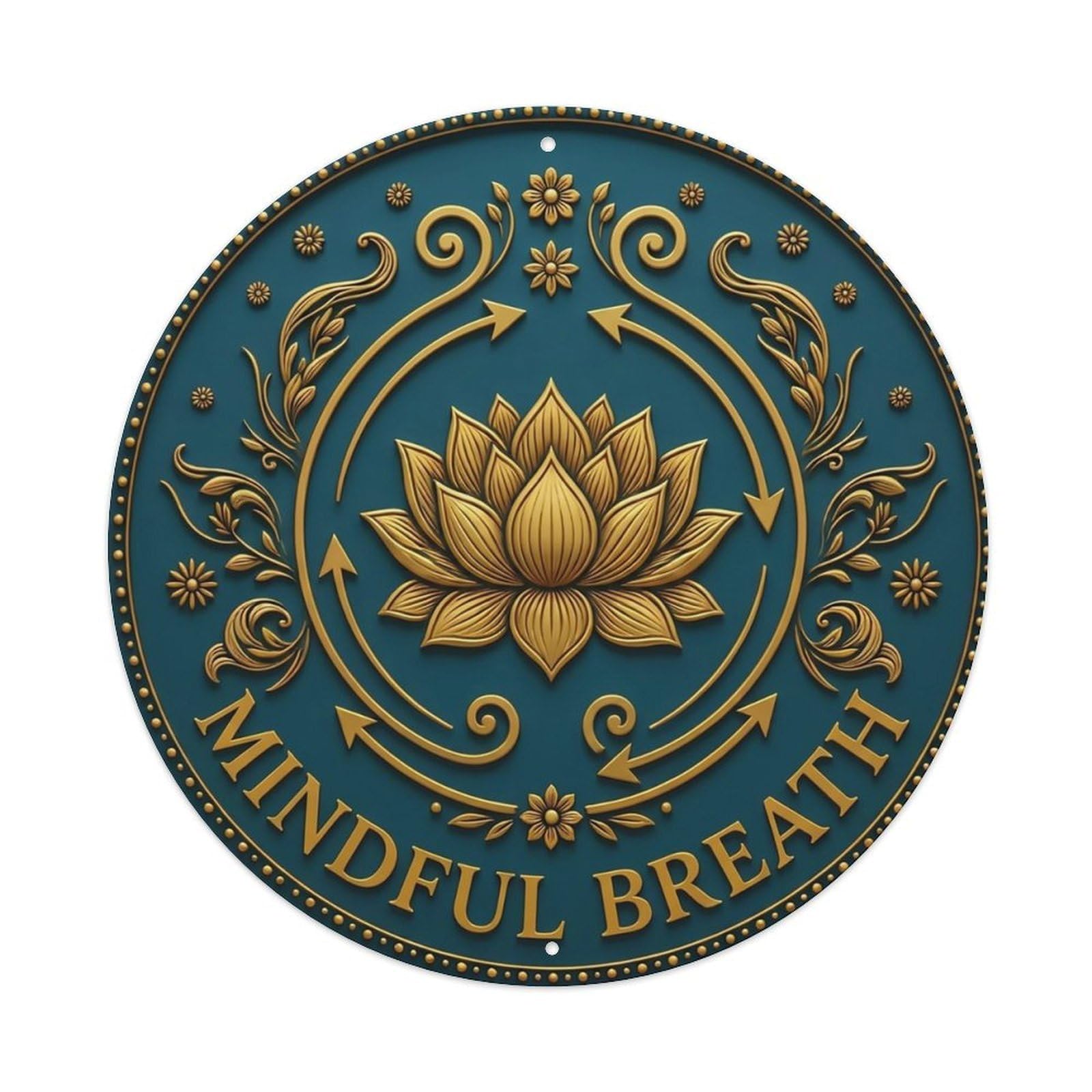 Vintage Mindful Breath Flower Zen Yoga Metal Tin Sign
