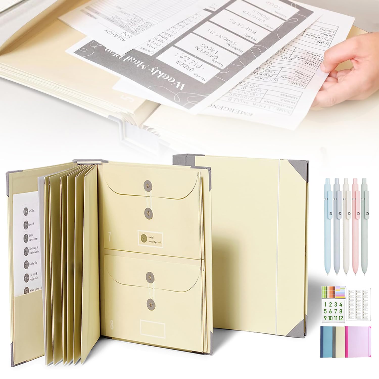 If I Die Binder UK, Important Document Organizer, Life Book Document Organiser for Birth Certificate Planning Card Passport (Beige)
