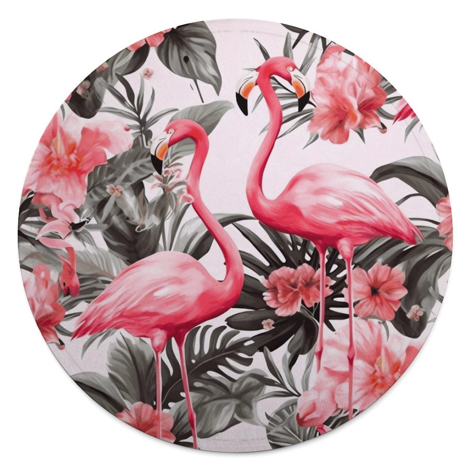 Plaid rond surdimensionné en micropolaire douce fleurs rose