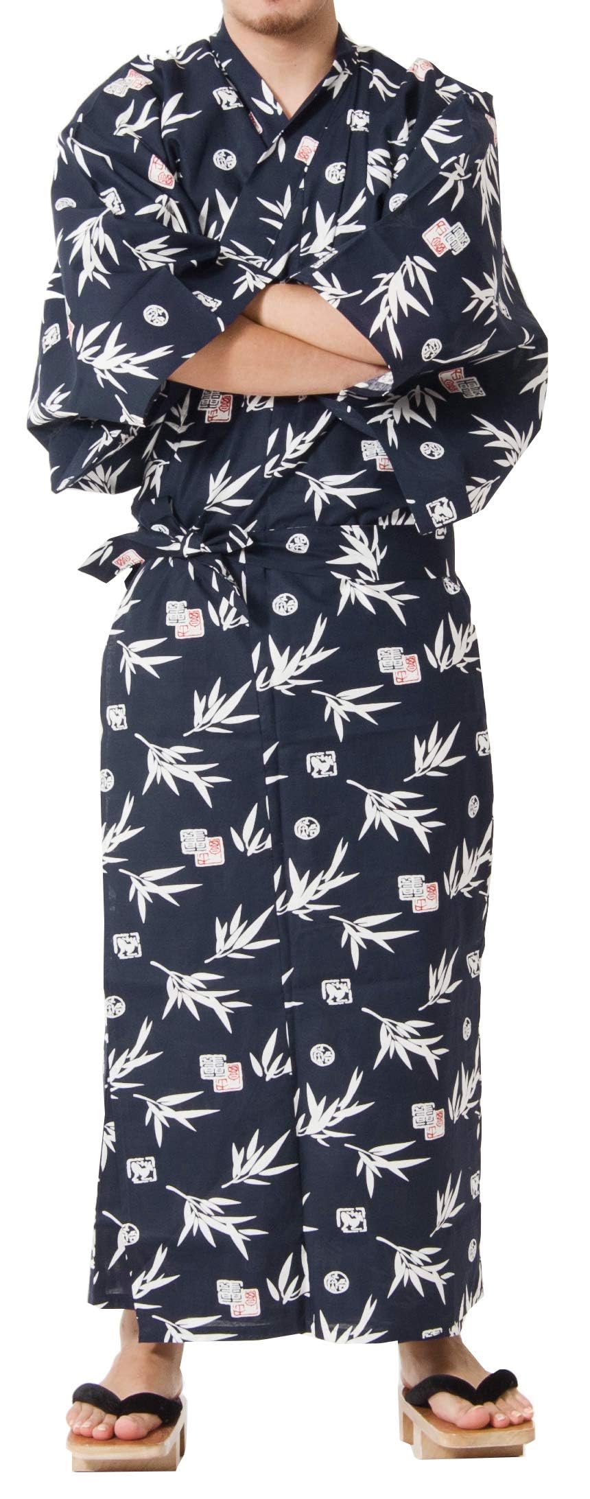 Photo 1 of Dita Tokyoin Traditional Made In Japan Cotton Yukata Robe (Pajama Kimono) Easy Wearing Obi Yukata set2 (61 X-Large, White & Kanji Graphic)