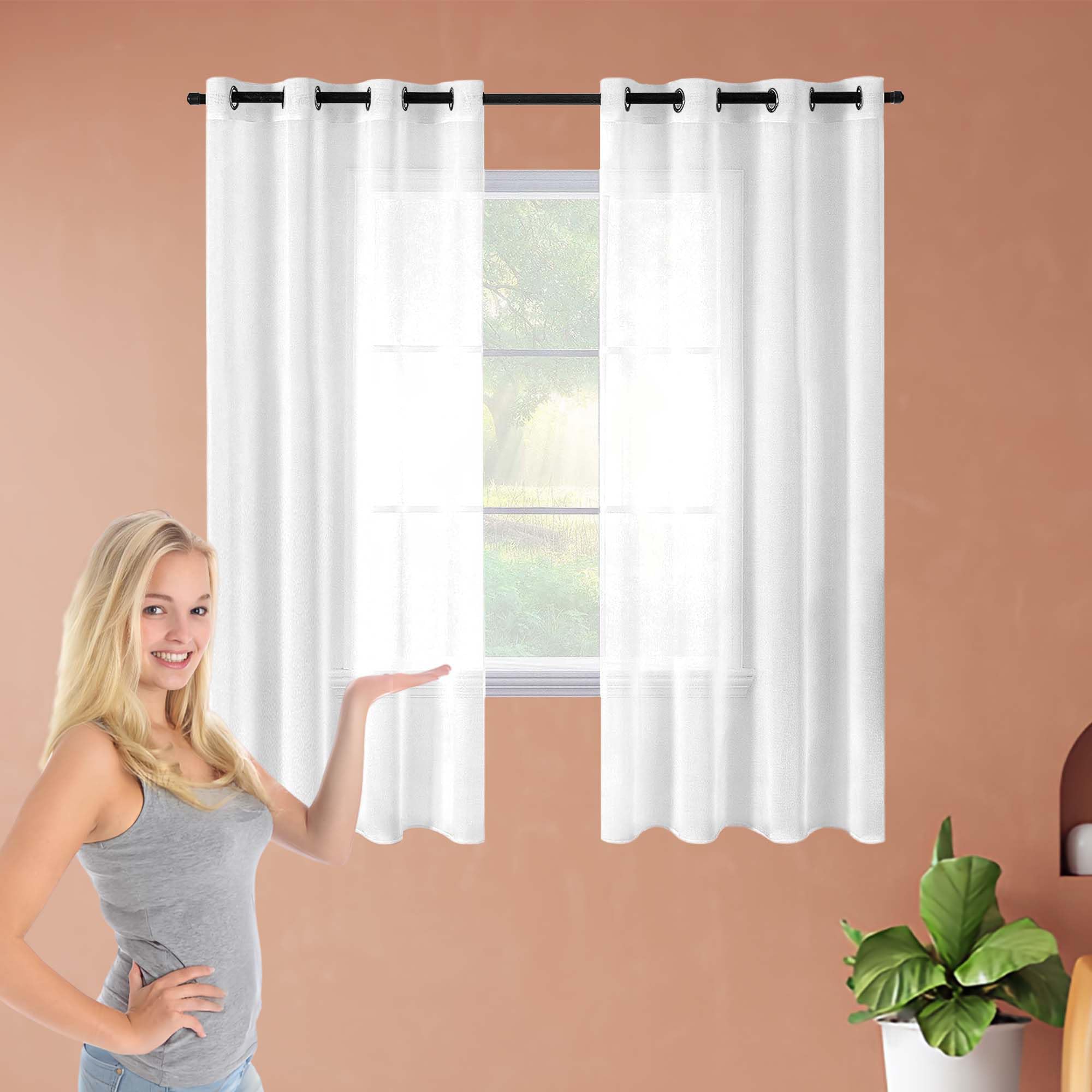 XIAOMEI Vorhänge Halbtransparent mit Ösen 240 x 340 cm Voile Polyester Transparent Transparente Voile Vorhänge mit Ösen für Wohnzimmer Schlafzimmer Mädchen Jugend Curtains, Weiß