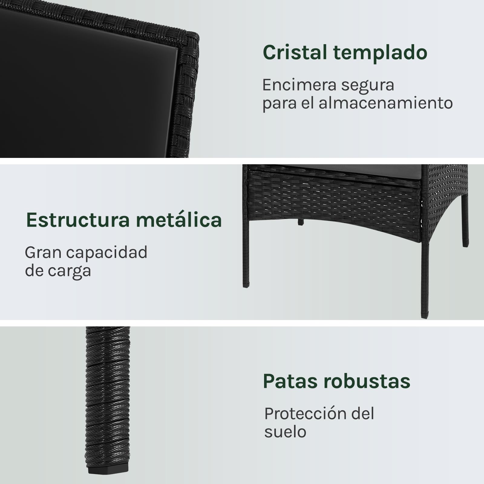 WOLTU Muebles de Jardín, 1 Mesa de Jardín, 1 Sofá y 2 Sillones con Cojines, Conjunto de Terraza y Patio, Mesa y Sillas de Exteriores, Terraza, Balcón, Aspecto Ratán, Gris