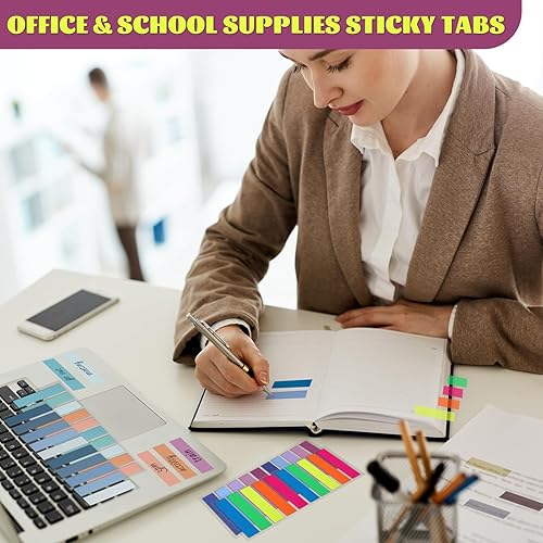 Miniatura 6 de Pestañas adhesivas Morandi - 1600 pestañas para libros, 8 blocs transparentes, anotación, notas, marcadores de página, pestañas de índice,