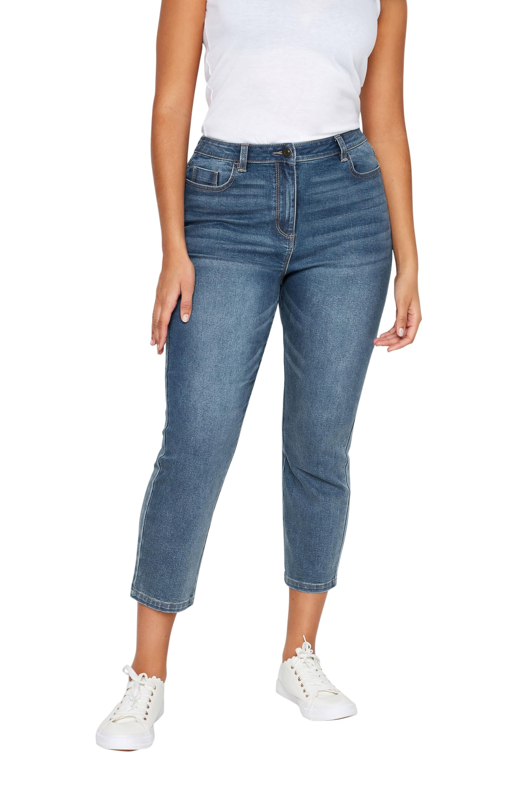 M&Co Women's Mid Blue Blue Mid Wash Cropped Jeans