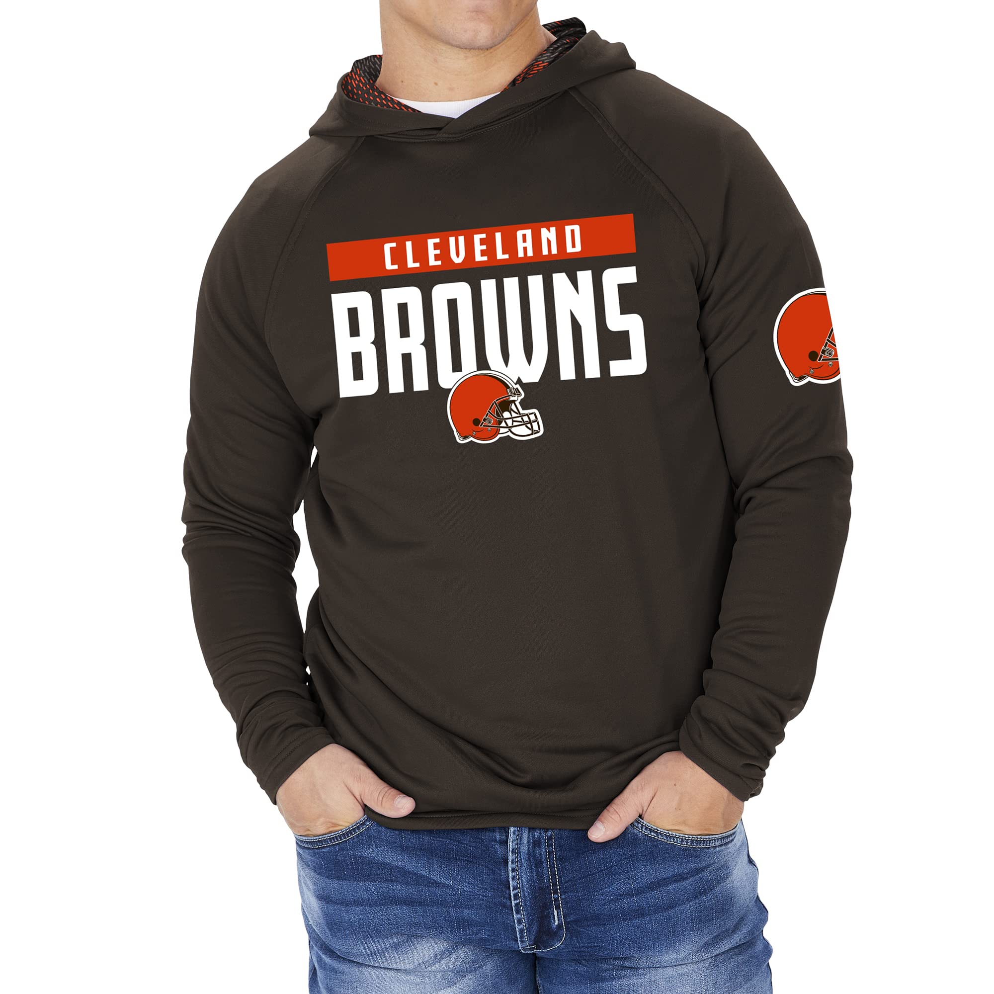 Zubaz NFL Football Men's Solid Team Hoodie with Camo Lined Hood and Sleeve Graphic — view 109