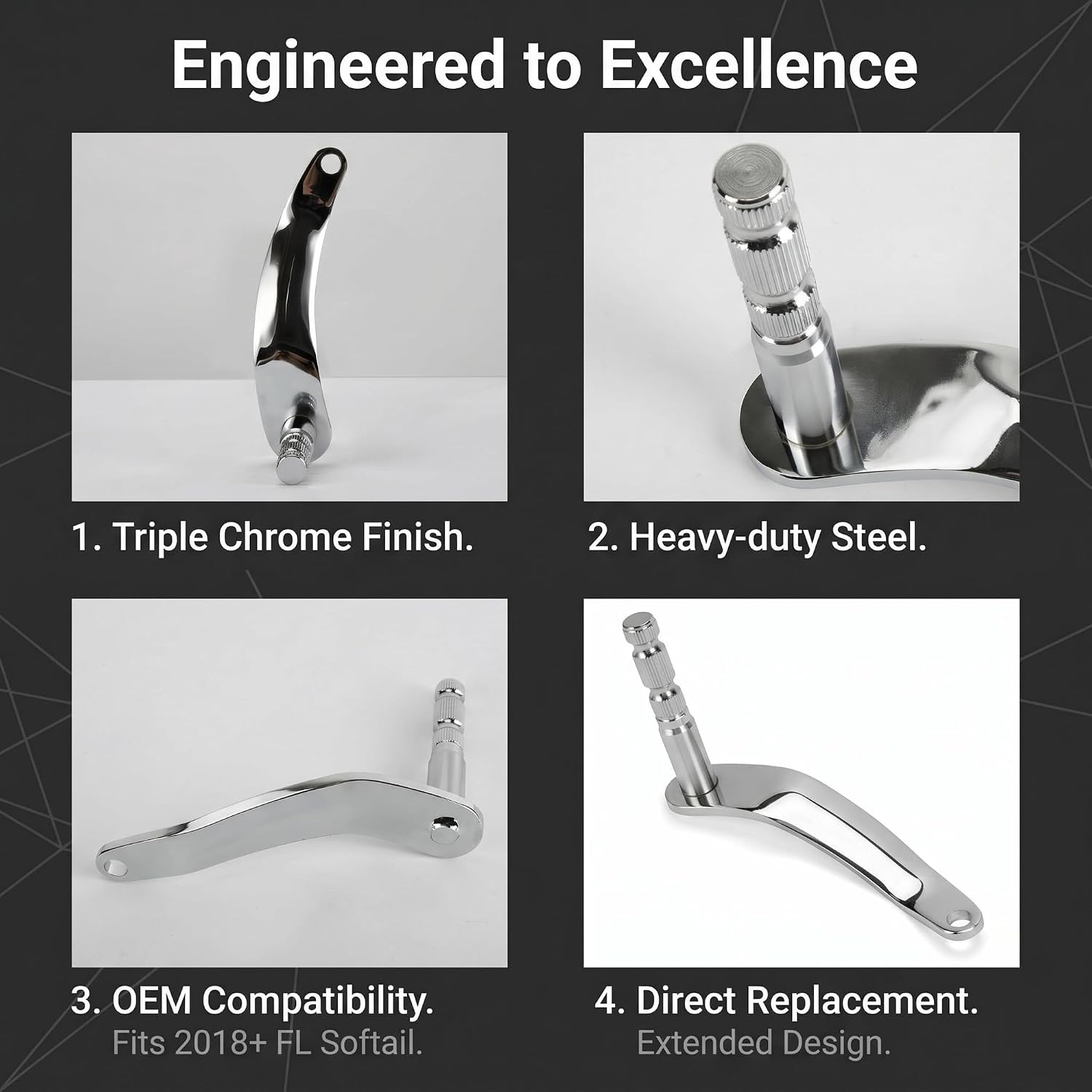 PSLER Extended Shifter Shaft Shift Arm, Motorcycle Heel Toe Shifter Extended Shifter Arm Shift Shaft Rod Lever for FL Softail Slim FLSL Heritage Classic Fat Boy Deluxe FLDE 2018-later