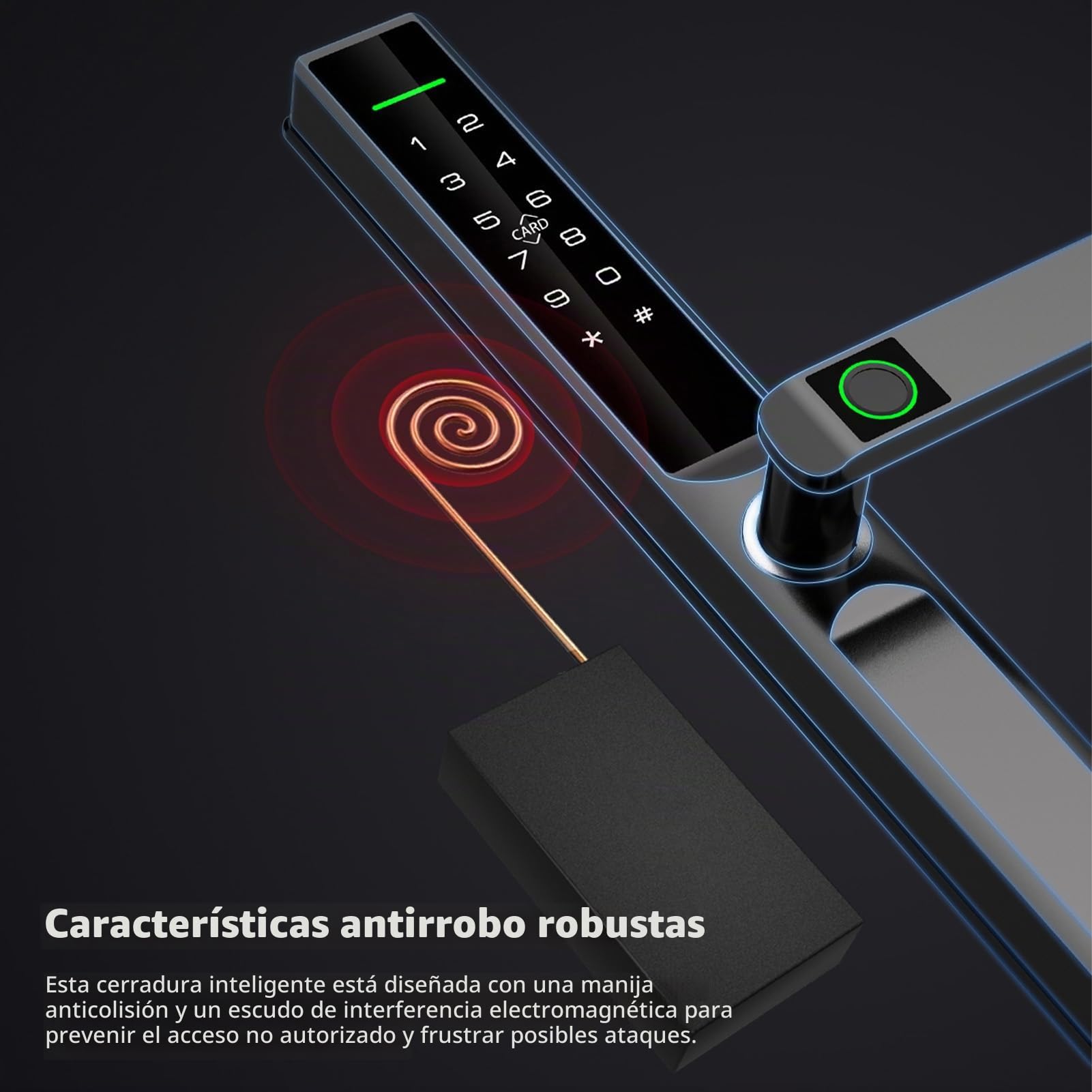 Cryfokt Cerradura Inteligente para Exteriores, Huella Digital, Contraseña, Tarjeta, Llave, WiFi, Cerradura con Cerrojo para Seguridad de Puerta Principal, con de Alerta, Control de (BLACK)