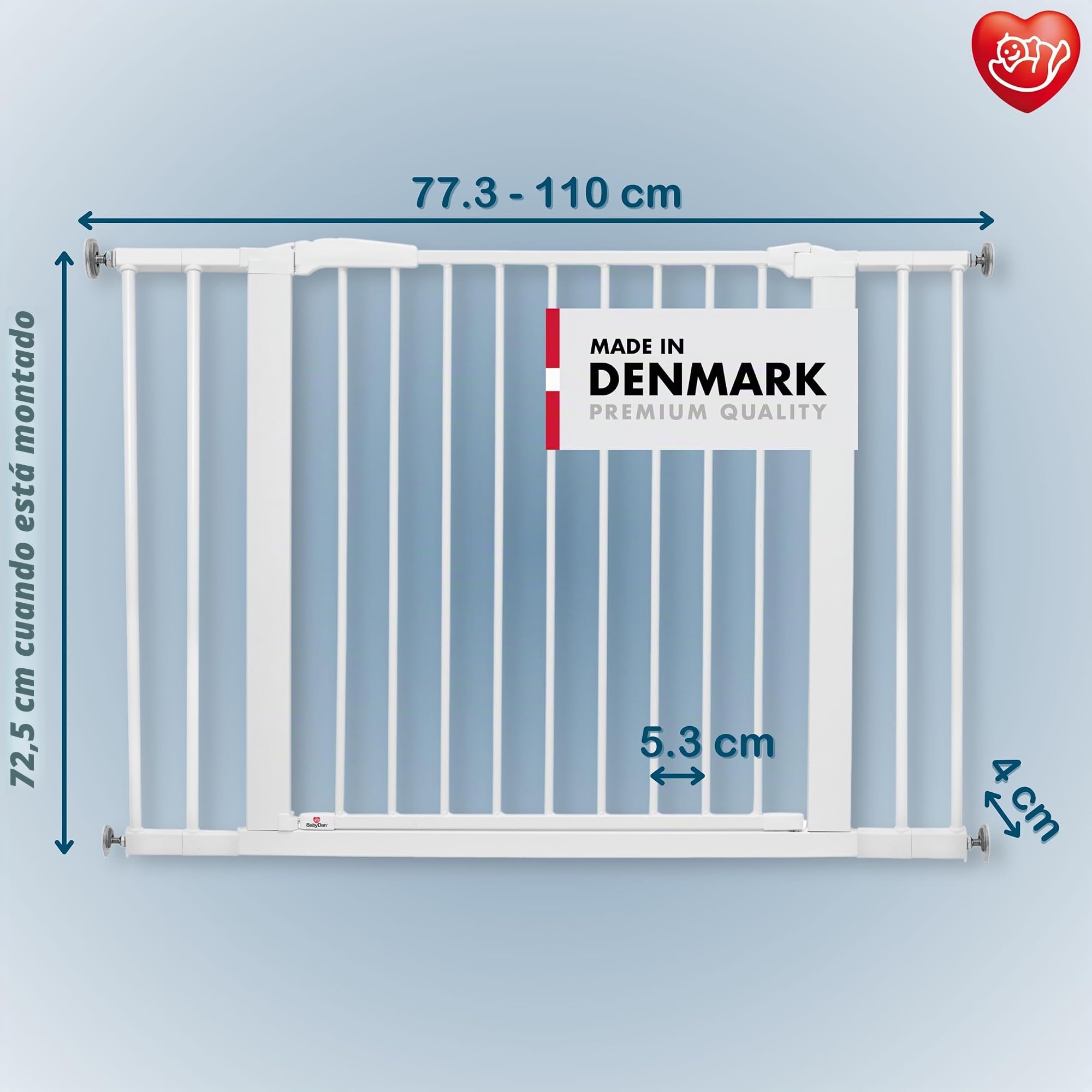 BabyDan Swing Shut, Montado a presión Puerta de escalera, 77,3-110 cm, Barrière pour bébé/Puerta de seguridad, Blanco, Hecho en Dinamarca - (Puerta para mascotas/Puerta para perros)