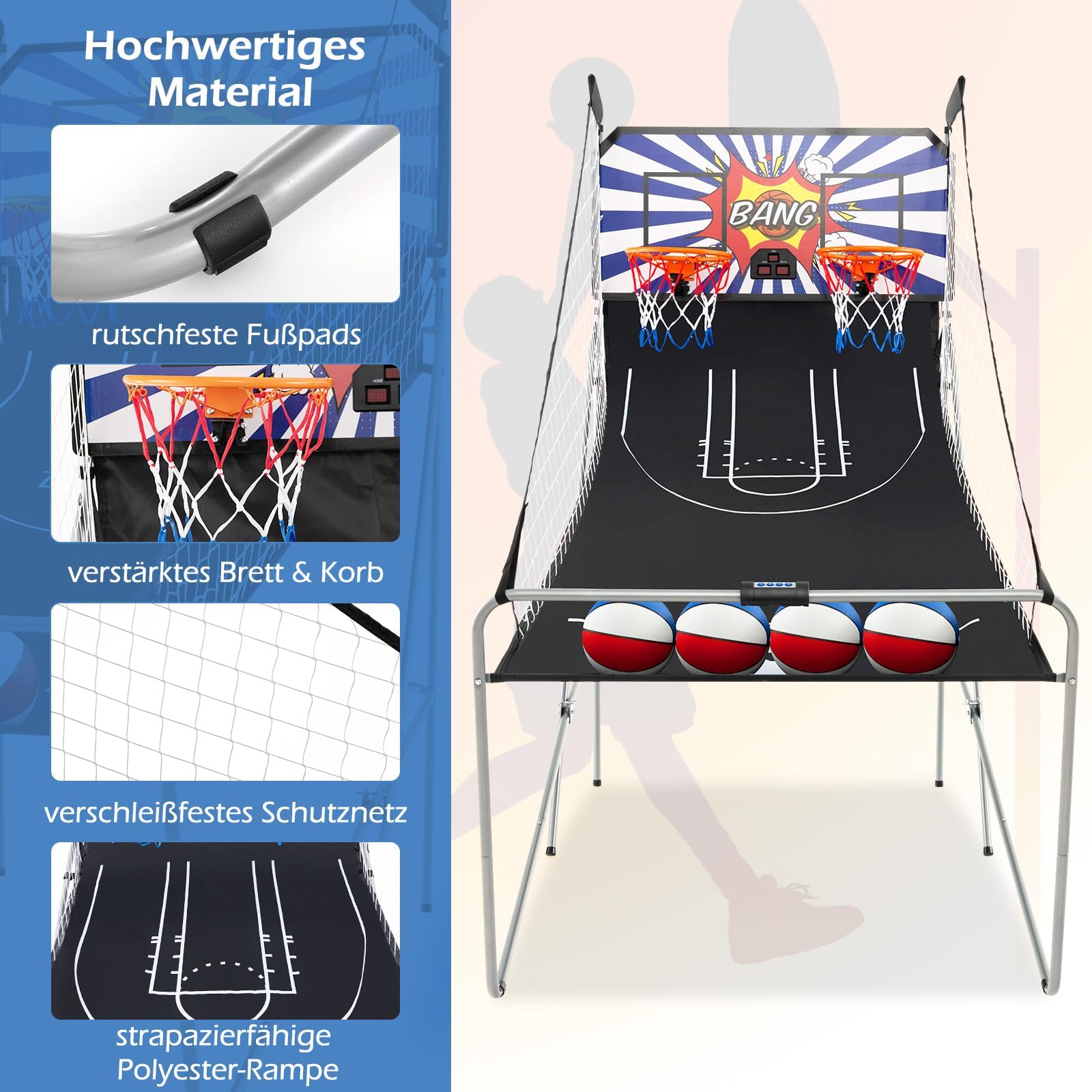 FANTASK Máquina de Tiro eléctrica 8 en 1 con 4 Bolas, 8 Modos de Juego, Bomba de Aire para 2 Jugadores para niños y Adultos