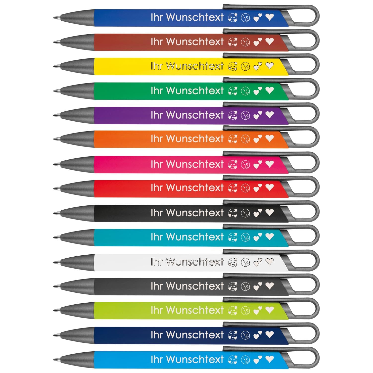 Kugelschreiber mit Wunschgravur | Farbmix | recyceltes Aluminium | Blau schreibende Semi Gel Mine | Personalisierte Kulis | 15 Farben | Schriftarten | Werbekugelschreiber Gravur (mix, 25)