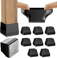 Vista 11 de Protectores rectangulares para patas de silla para suelos de madera, 16 fundas de silicona para proteger suelos de baldosas de madera, almohadillas