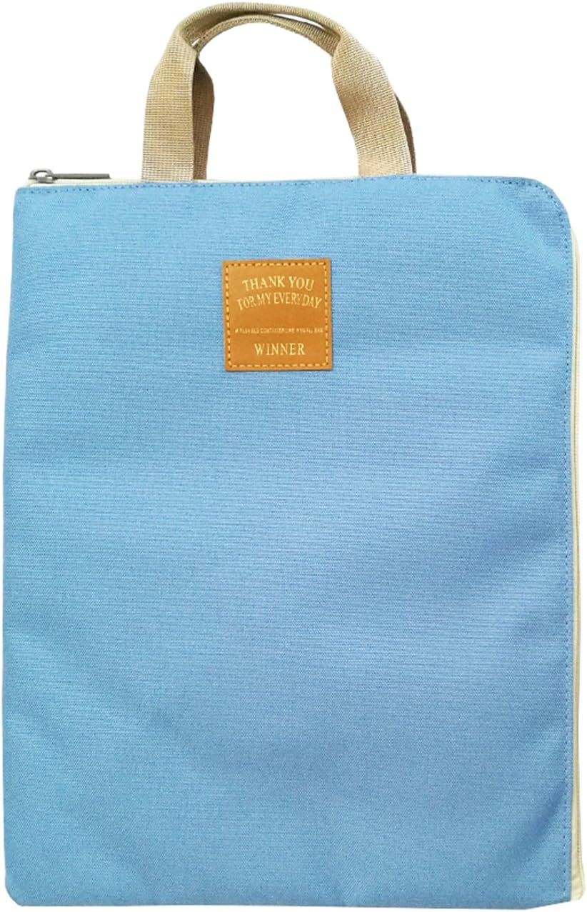 Mygreen A4 Document Organizer Bag Tote Holder iPad Bag Case Waterproof Roomy Bag for Men Women 13.8x10.6inch(Light Blue)