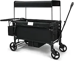 VOOI Carrinho de bebê, carrinho infantil de 2 lugares, dobrável com arreios de 5 pontas, porta com zíper, cobertura solar