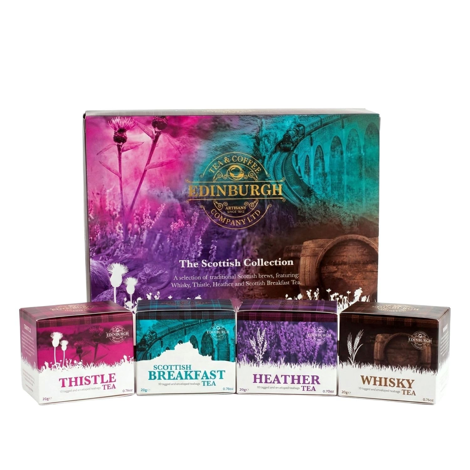 Edinburgh Tea & Coffee Company, The Scottish Collection 4-Flavor Variety Pack, 40-Count Tea Sachets
