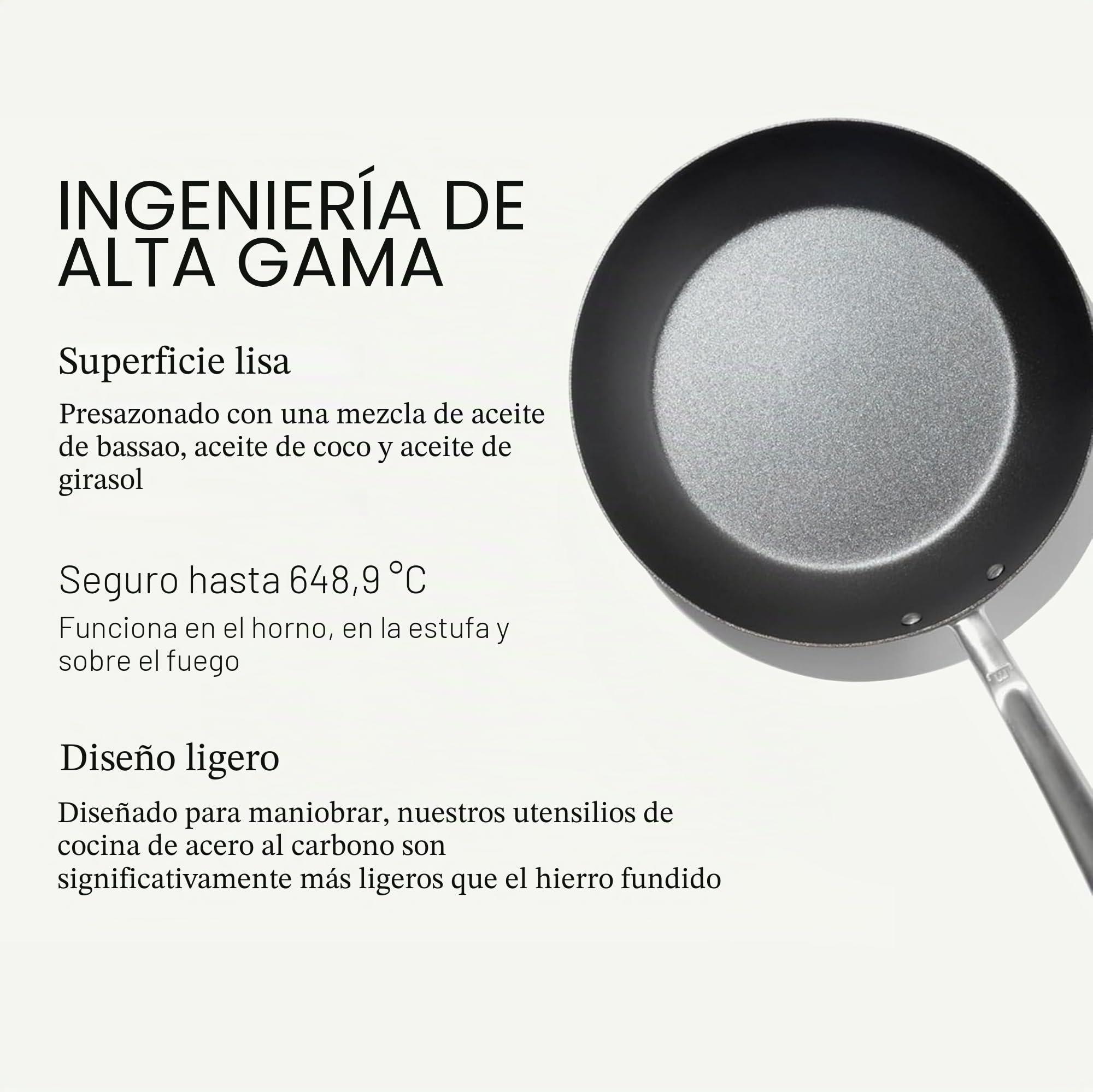 Made In Utensilios de cocina - Sartén sazonada de acero al carbono azul de 10" - (Como hierro fundido, pero mejor) - Utensilios de cocina profesionales Suecia - Compatible con inducción
