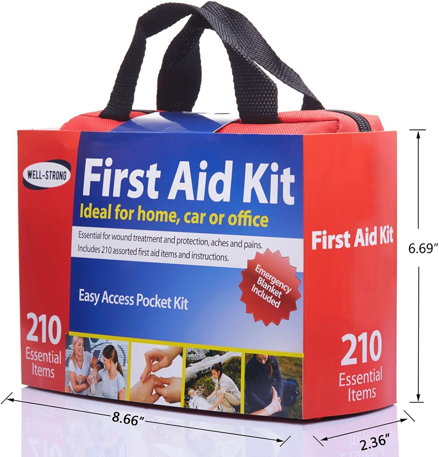 WELL-STRONG First Aid Kit 210 Piece All- Purpose with Portable & Durable Canvas Bag for Emergencies at Home, Outdoors, Car, School, Office, Travel, Survival, Adventure, Hiking and Camping : Sports & Outdoors