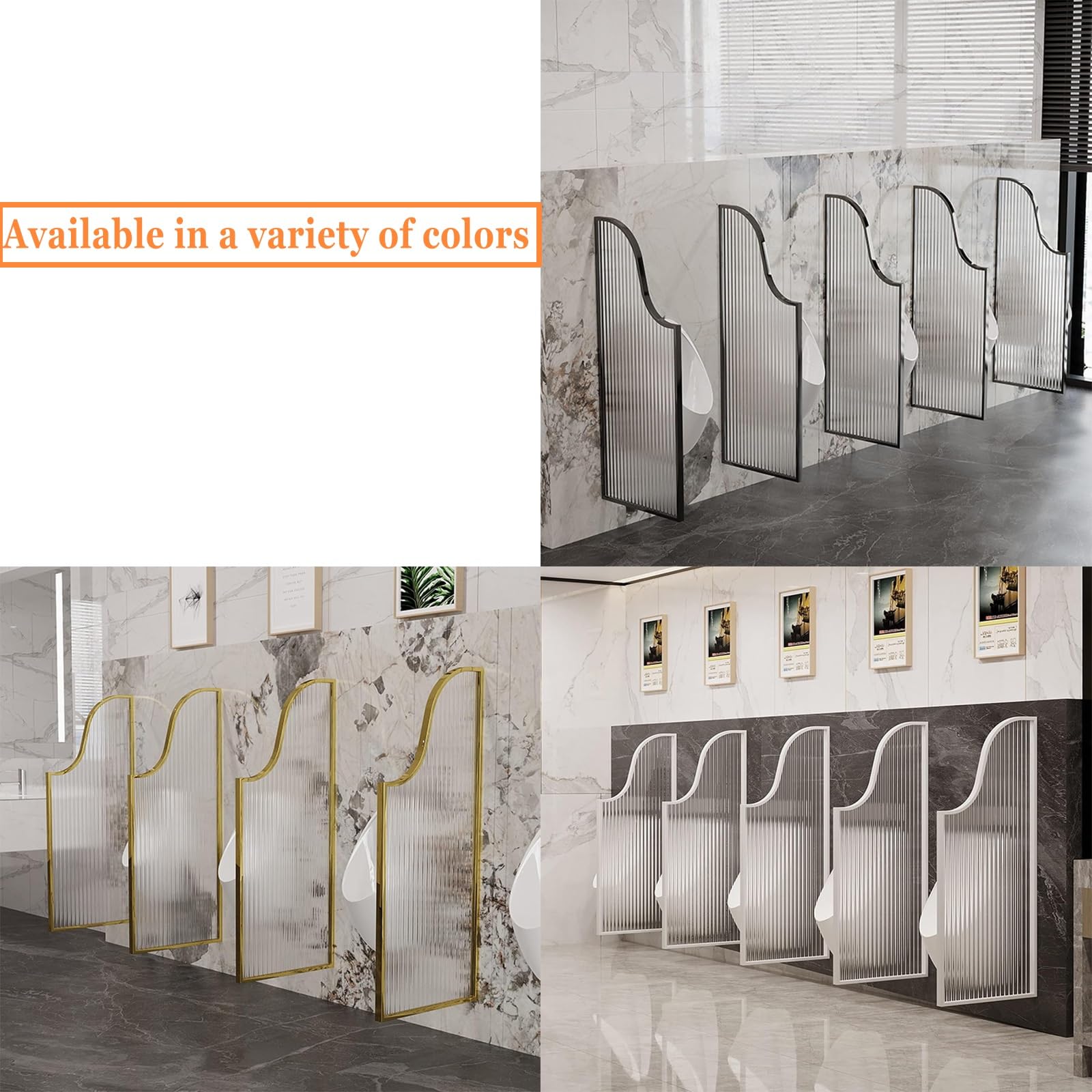 Mampara divisoria para urinario, mampara de Vidrio Impermeable para urinario - 5 Unidades, Color Negro, para Montaje en Pared, Ideal para baños públicos y hoteles - Mampara translúcida para