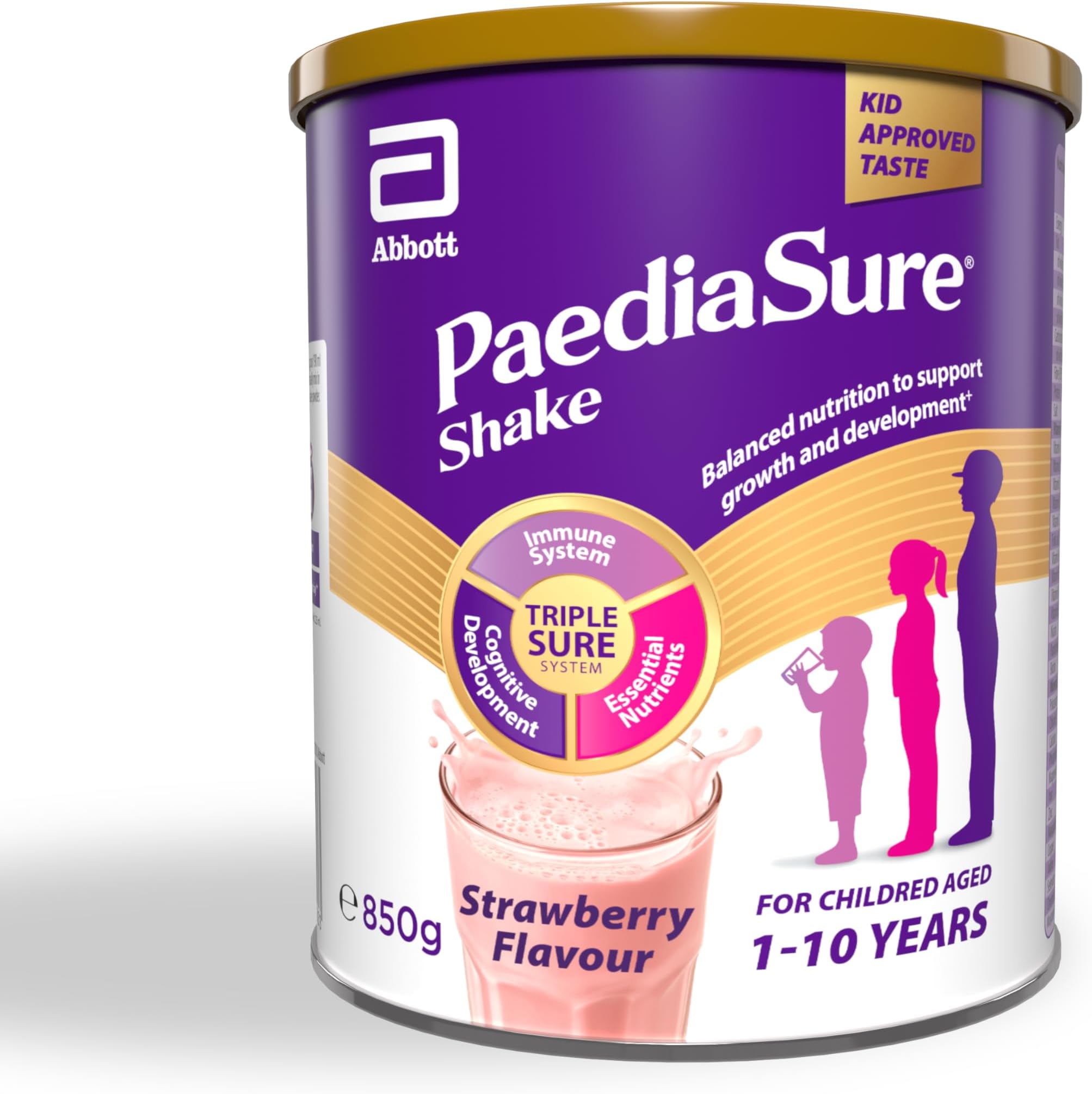 PaediaSure Shake – Strawberry Flavour – 850g – Balanced Nutritional Supplement Drink – Multivitamin for Kids – With Protein, Carbohydrates & Minerals – Supports Growth & Development – Vegetarian