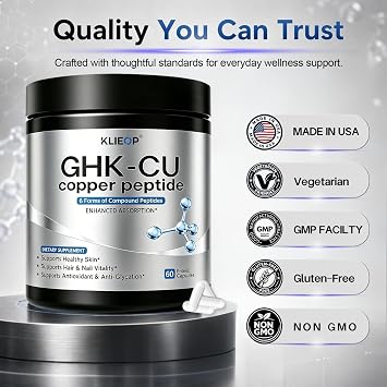 GHK-Cu Copper Peptide Supplement,6-in-1 Collagen Peptide Complex 60 CS