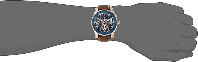Blue Genuine Leather Chronograph Watch 