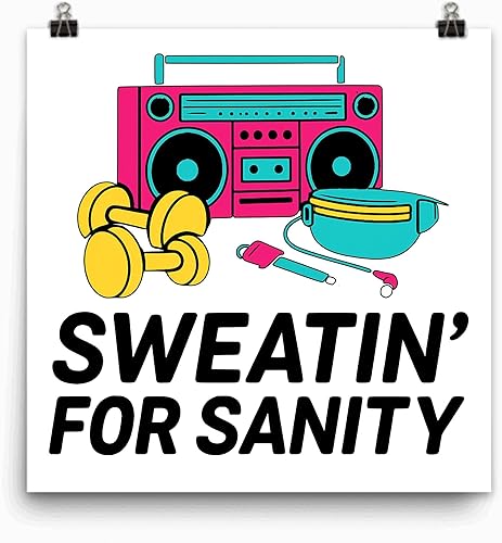 Retro 80s Fitness Art Poster - Humorous Wall Decor - Gloss Paper Finish - Accent for Gym or Workout Room