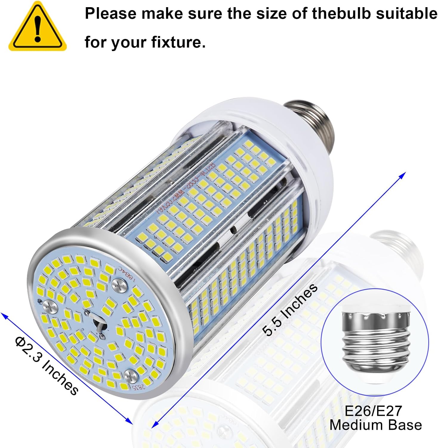 2 Pack 400W Equivalent Led Corn Light Bulb, 6000 Lumen 6000K Daylight 50W LED Corn Lamp, E26/E27 Medium Base for Indoor Garage Factory Warehouse Backyard 85V-265V