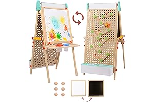 4-in-1 Toddler Wooden Easel with Double-Sided Chalkboard and Whiteboard