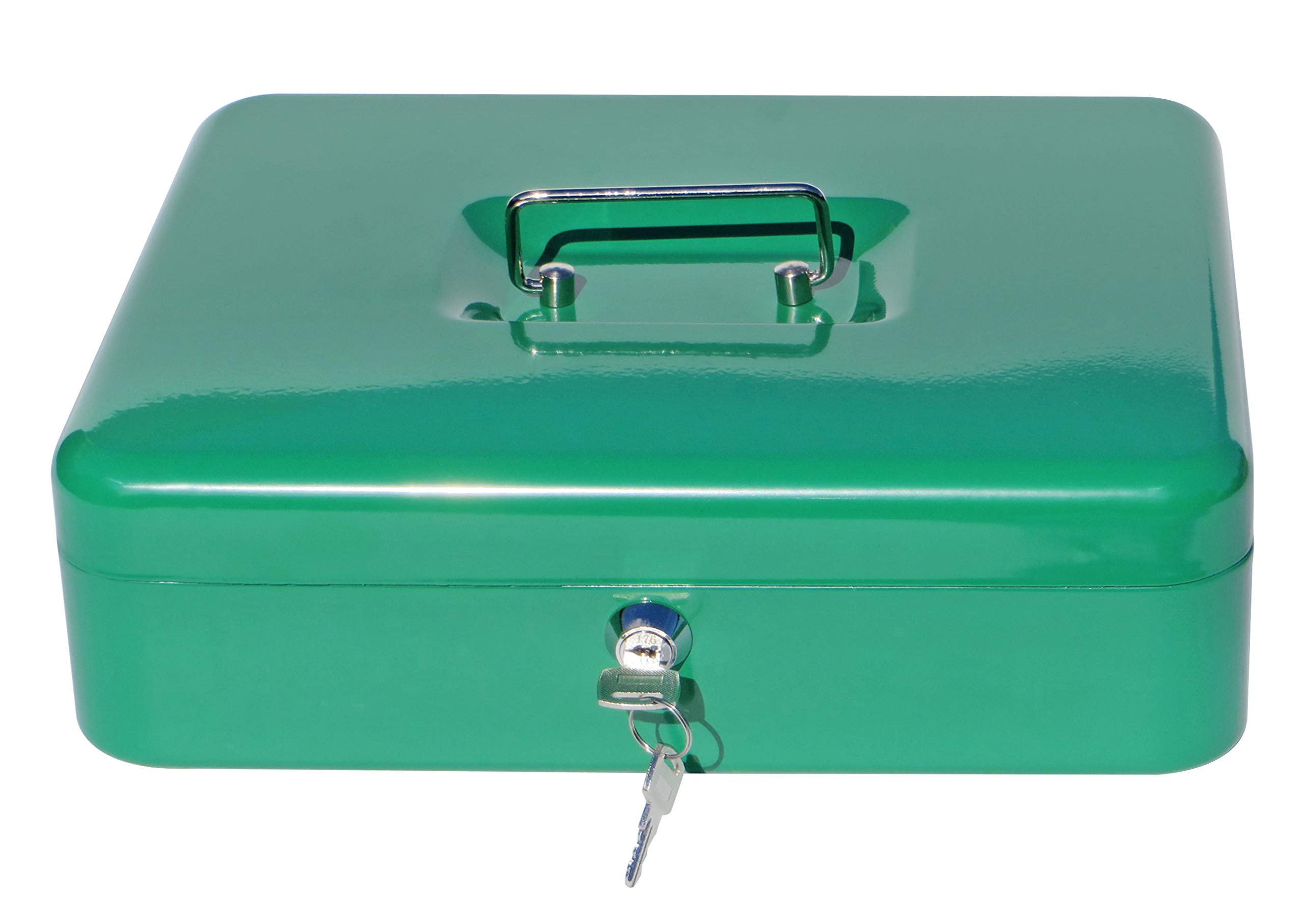 Cash Box with Money Tray Scout Green Petty Cash Lock Box Tiered Design with Cash Tray for