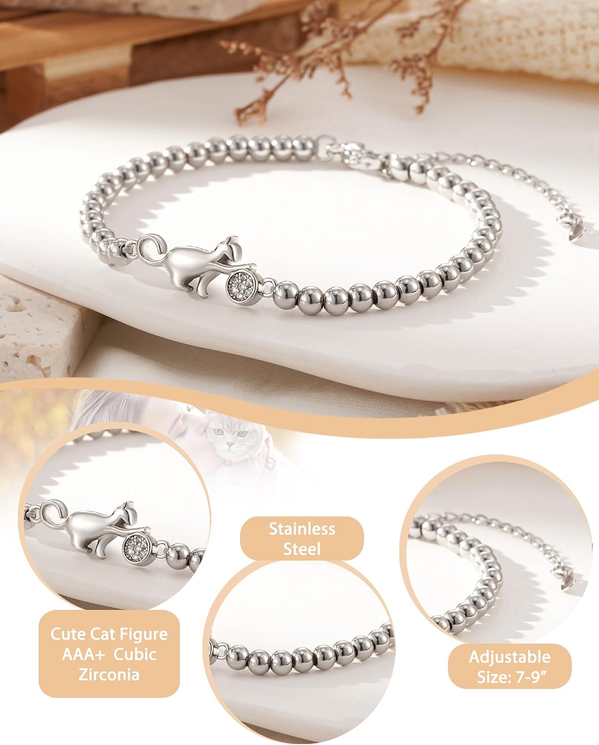 Cat Mom Gifts With Heartfelt Message Card Cute Cat Bracelet