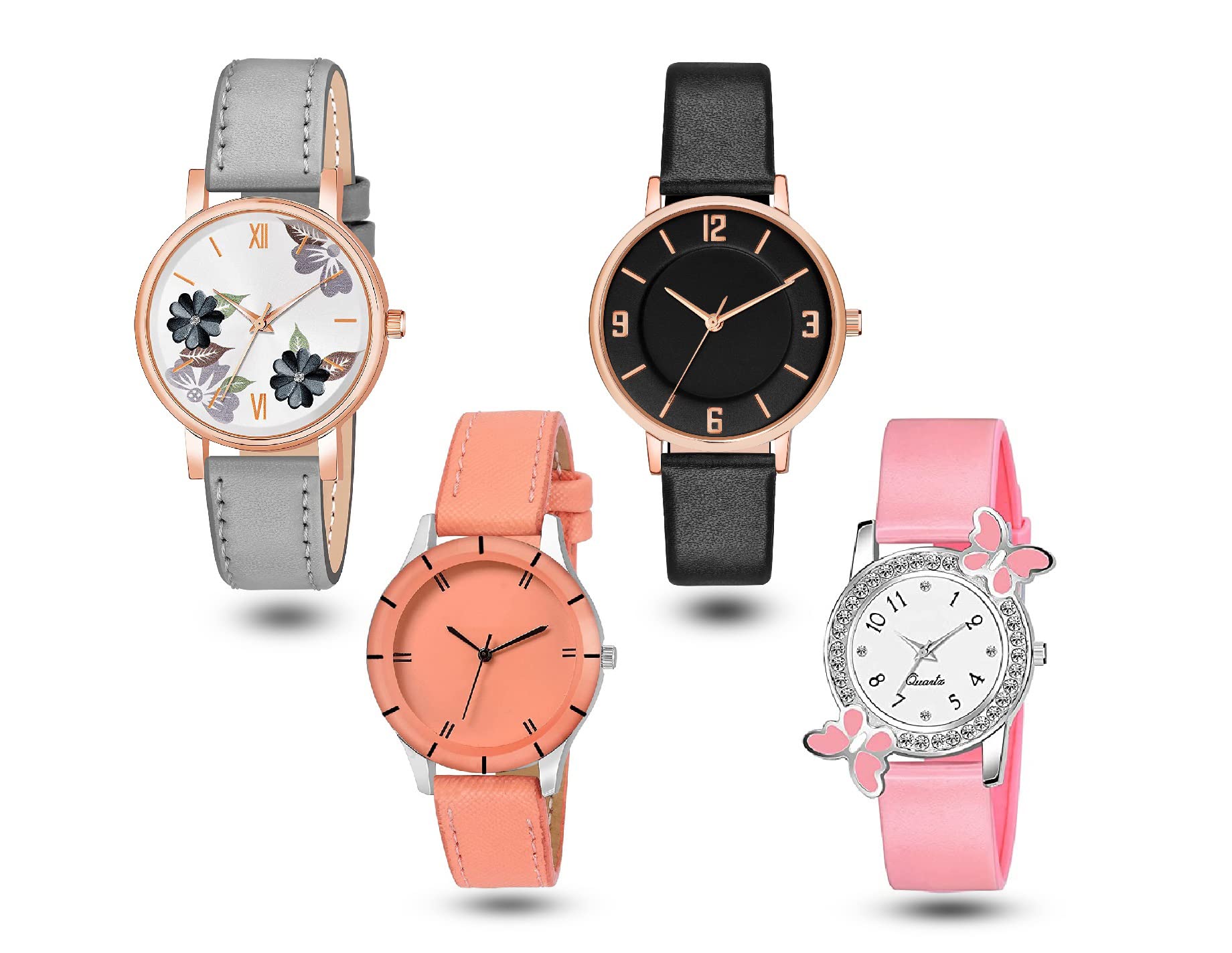 K Vajir® Analogue Quartz Multicolour Dial, Multicolour Strap Wrist Watch for Girls and Woman | Stylish Combo Watch for Gift Watch for Girls and Woman(Pack of 4) (B0B9Y39HJK) Amazon Price History, Amazon Price Tracker