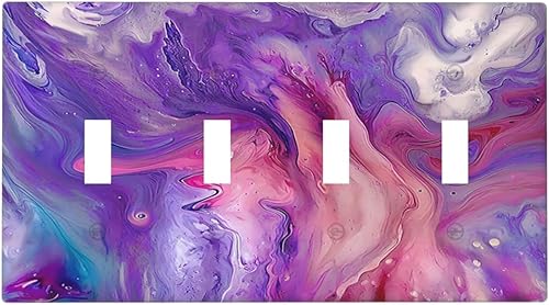 Miniatura 96 de Cubiertas de salida de textura abstracta moderna de mármol líquido Pintura abstracta púrpura Arte de pared Cubiertas de toma 1 banda Interruptor de