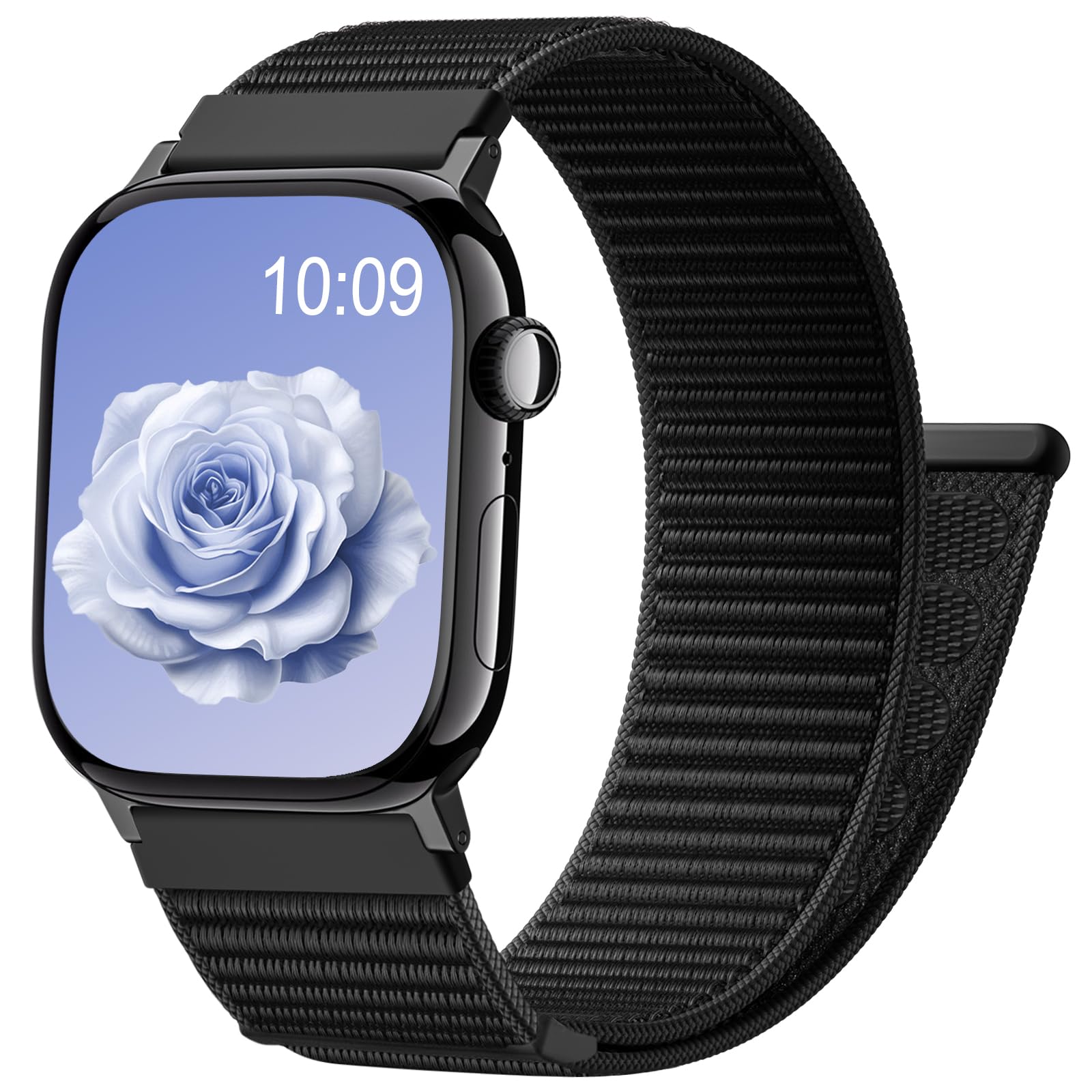 IMIVIO Nylon Armband Kompatibel mit Apple Watch Armband 44mm 45mm 46mm 49mm 42mm (Series 3 2 1) - Nylon Sport Loop Band für iWatch SE Series 11 10 9 8 7 6 5 4 3 2 1 Ultra für Damen Herren, Schwarz